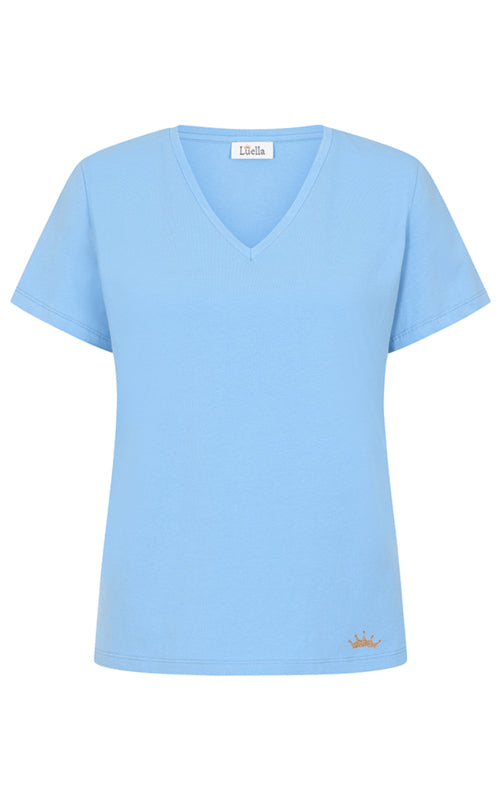 Luella Light Blue Cotton V-Neck T-Shirt