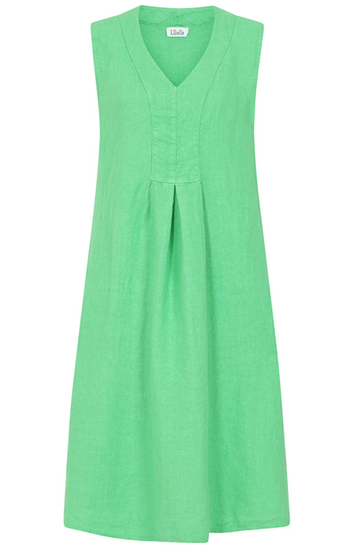 Luella Emilia Linen Dress in Kiwi Green