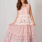 Naomi Sleeveless Cotton Dress | Pink & White