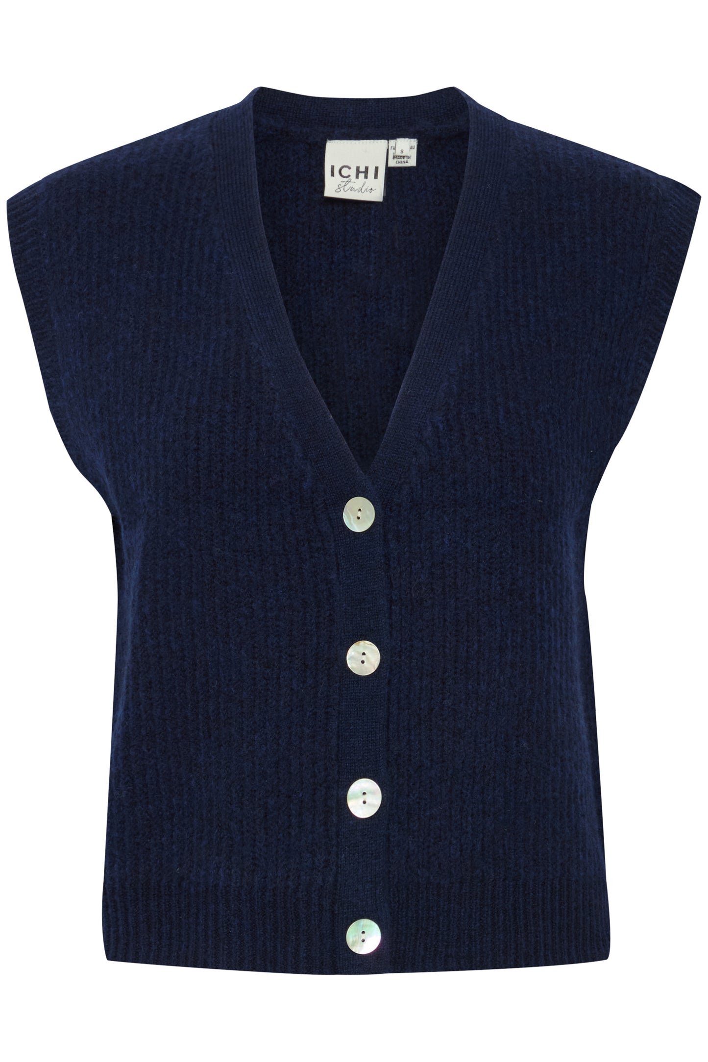 Ichi Ihpovoke Knitted Waistcoat | Medieval Blue