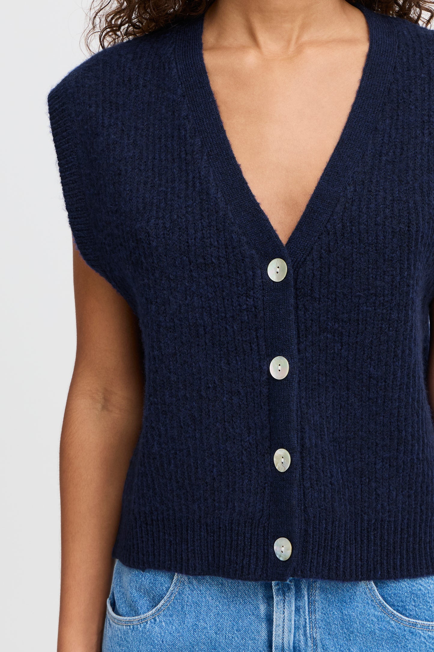 Ichi Ihpovoke Knitted Waistcoat | Medieval Blue