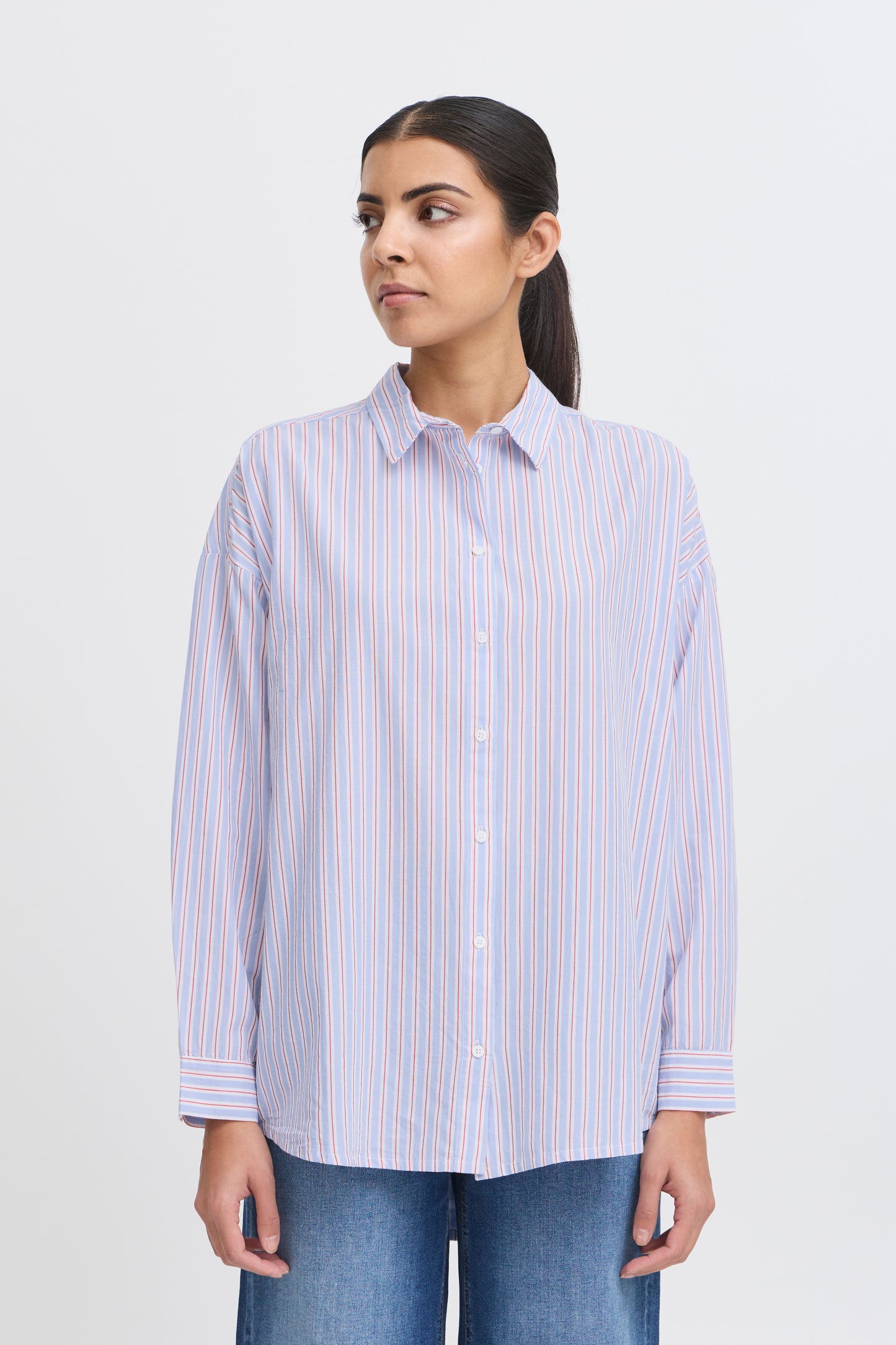 Ichi Janex Shirt | Blue Multi Stripe