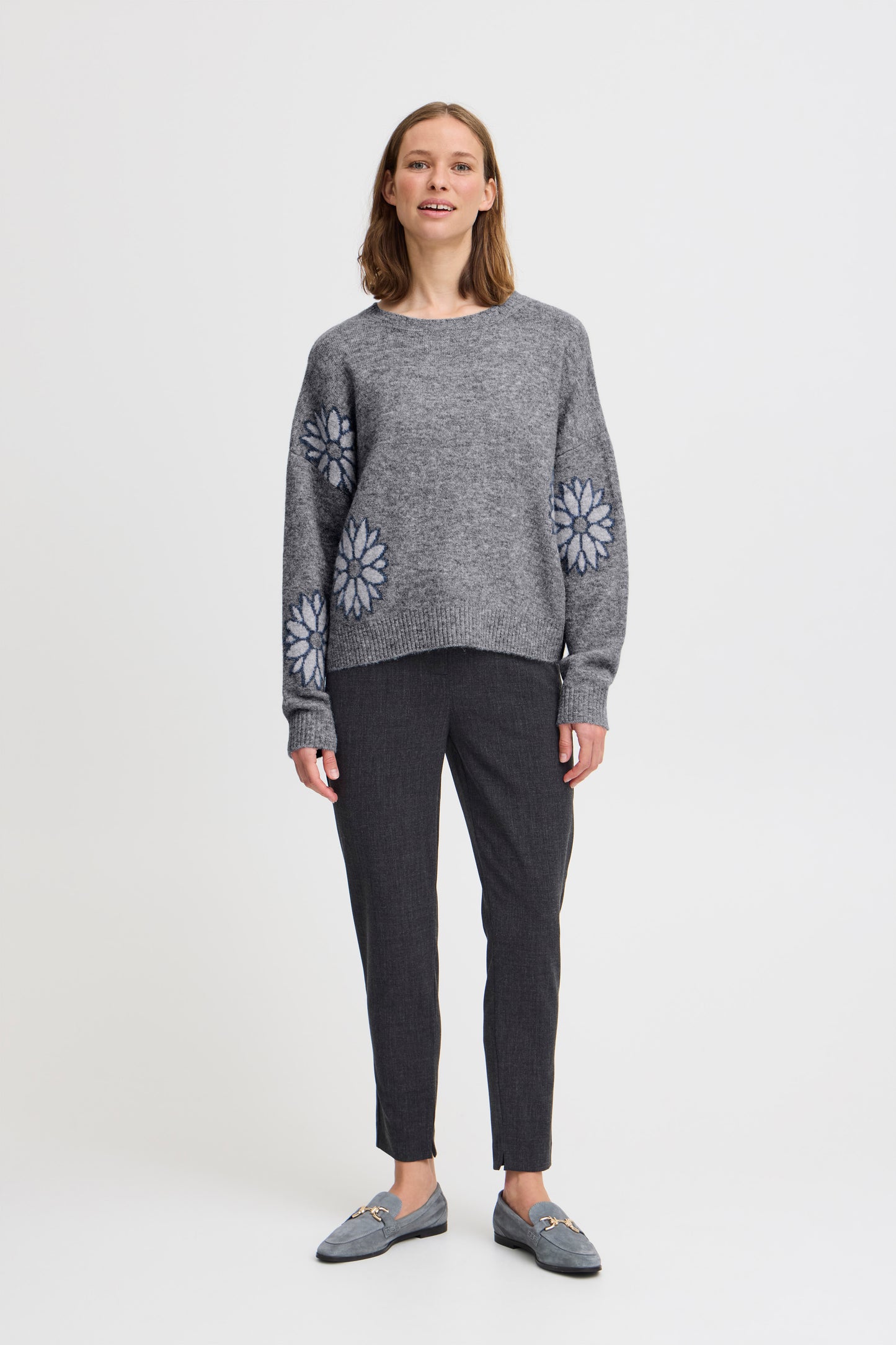 B Young ByOmea Jumper | Mid Grey Melange