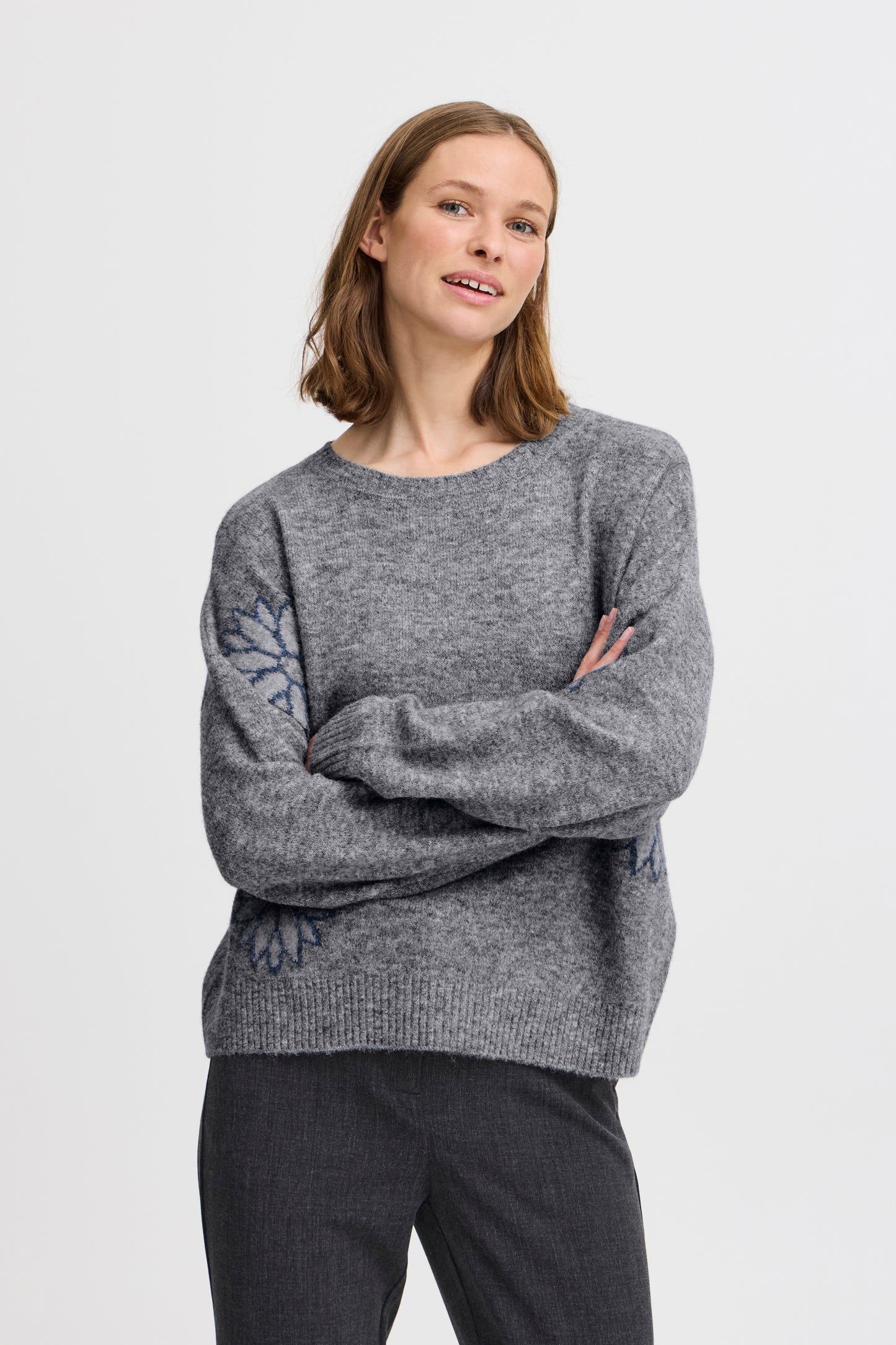 B Young ByOmea Jumper | Mid Grey Melange