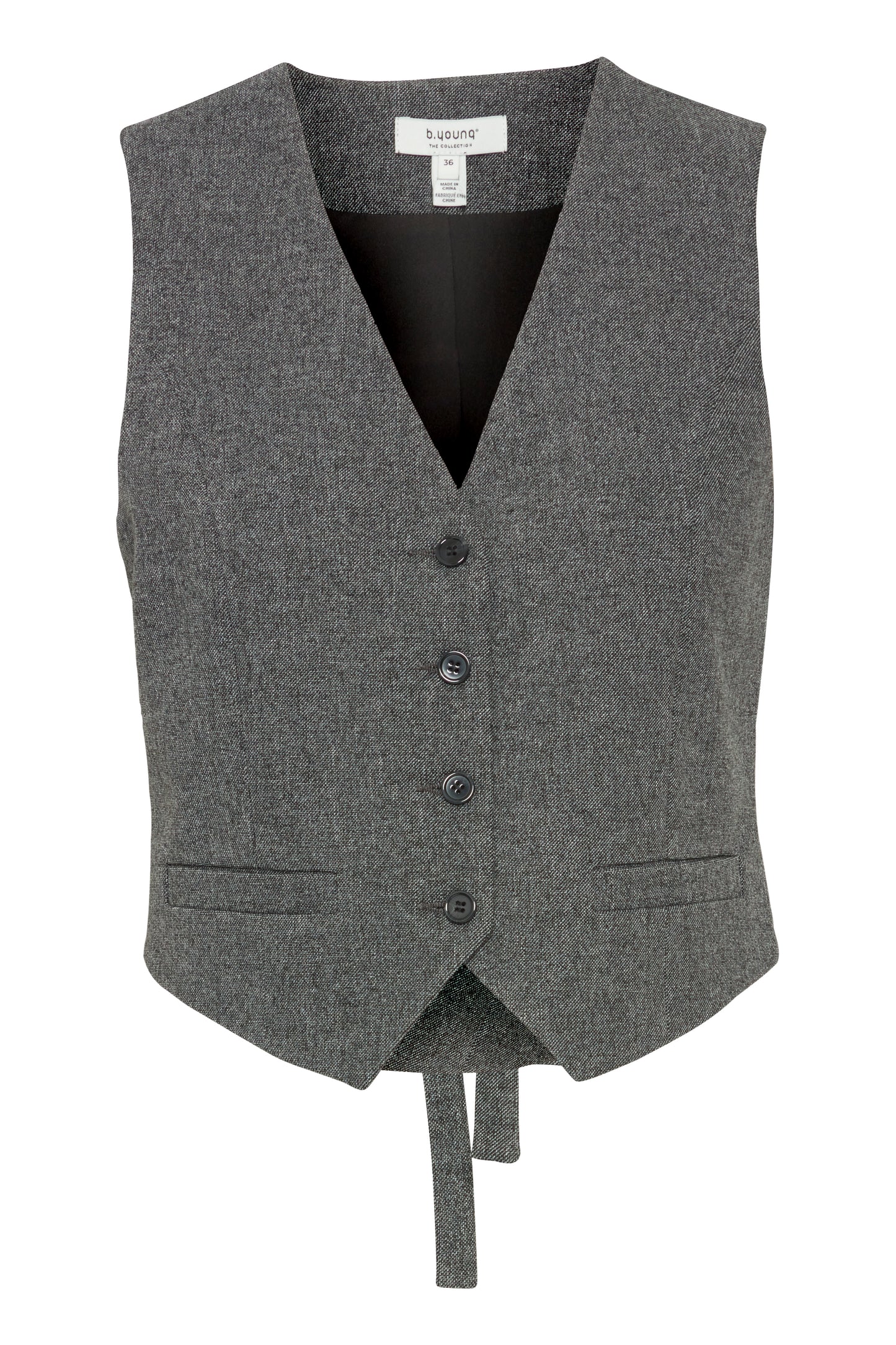 B Young ByEtona Waistcoat | Mid Grey Melange