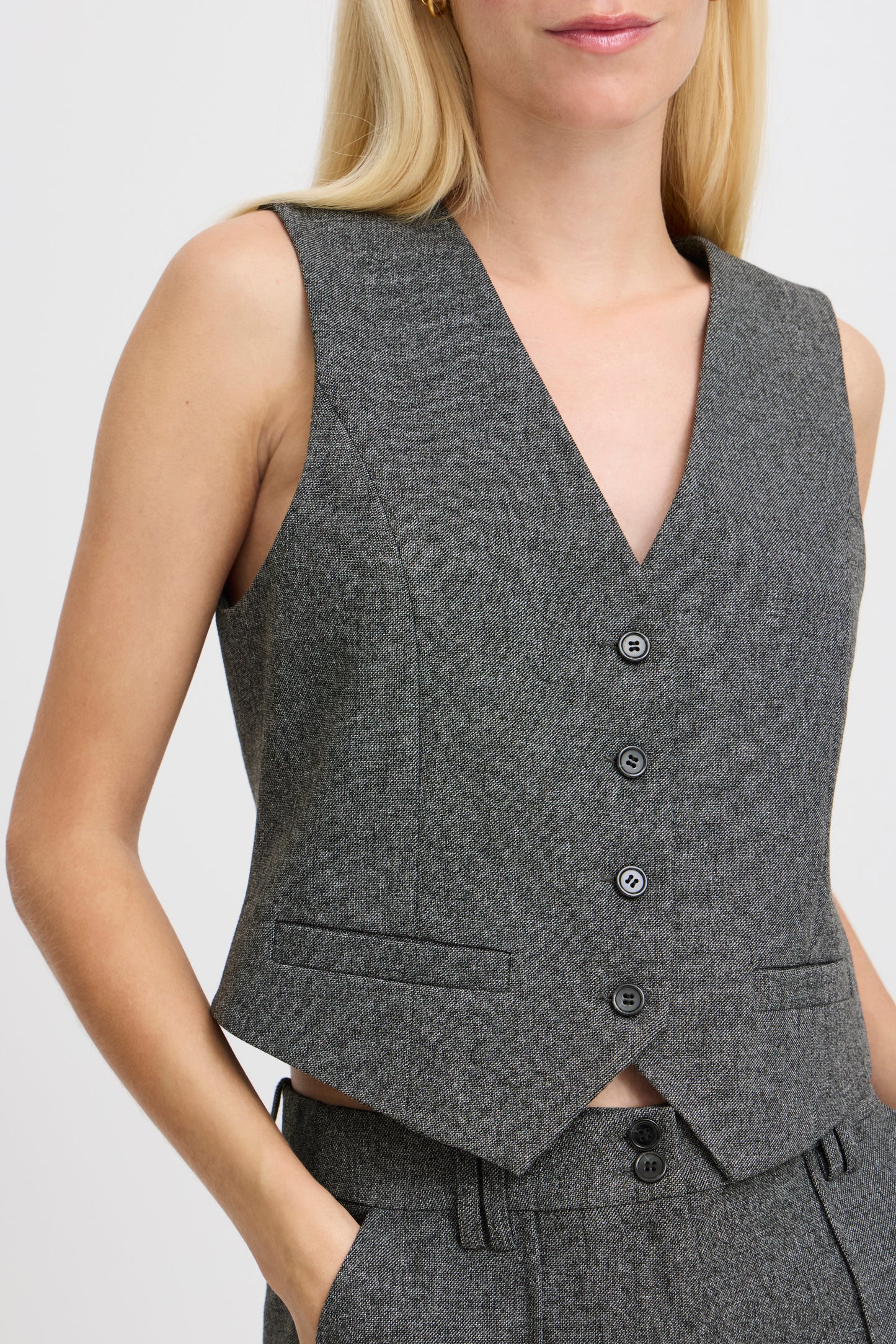 B Young ByEtona Waistcoat | Mid Grey Melange