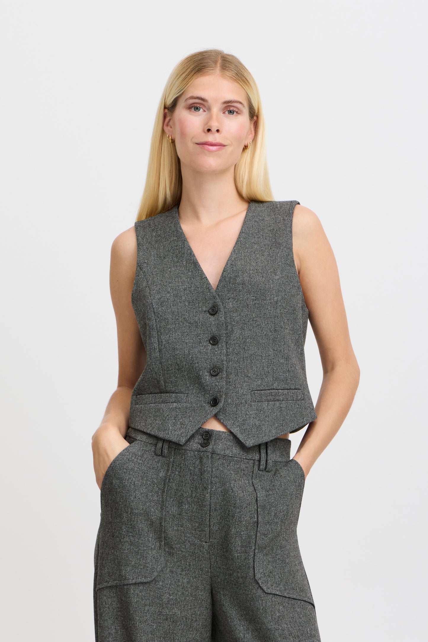 B Young ByEtona Waistcoat | Mid Grey Melange