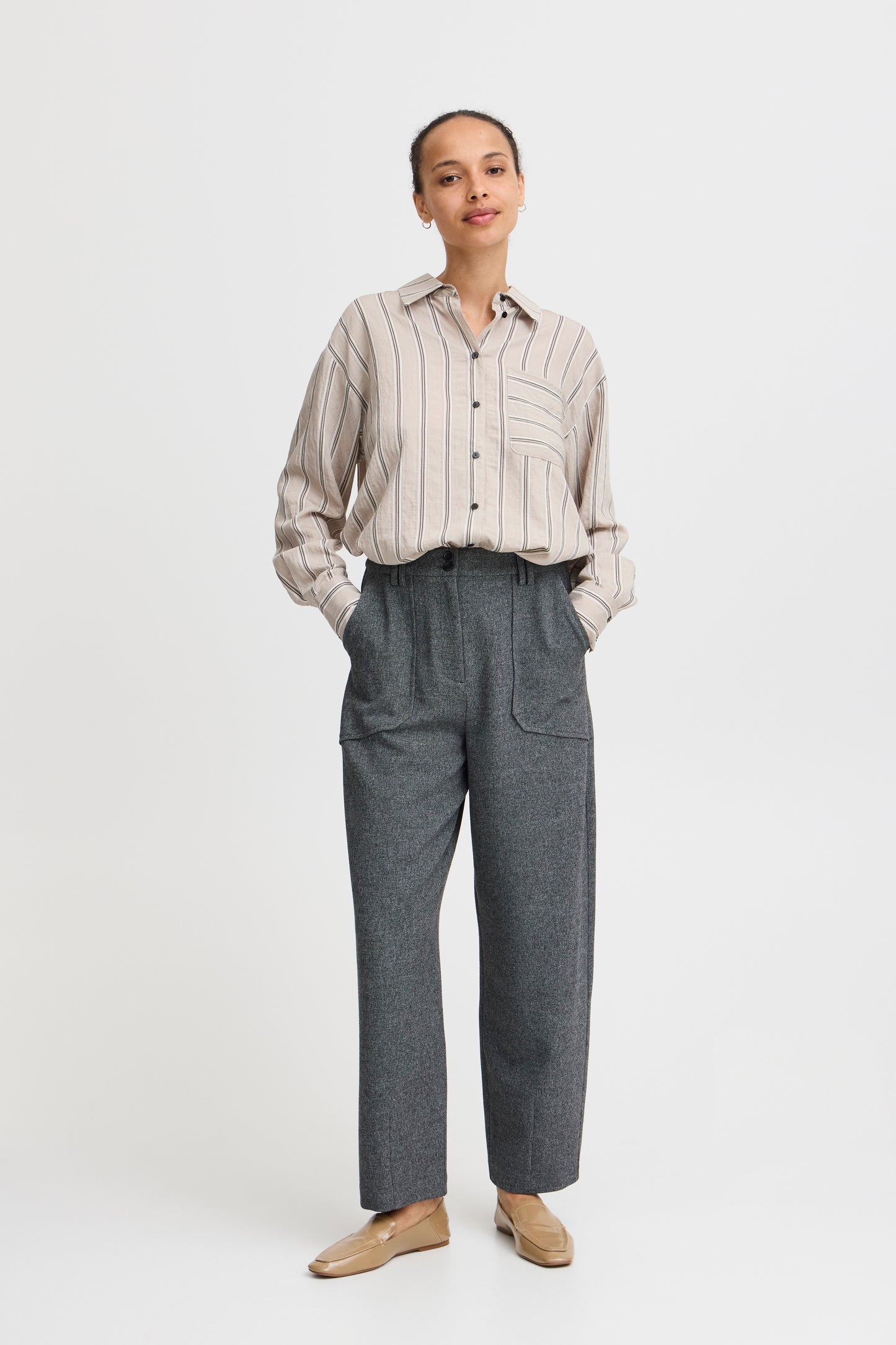 B Young ByEtona Pants | Mid Grey Melange