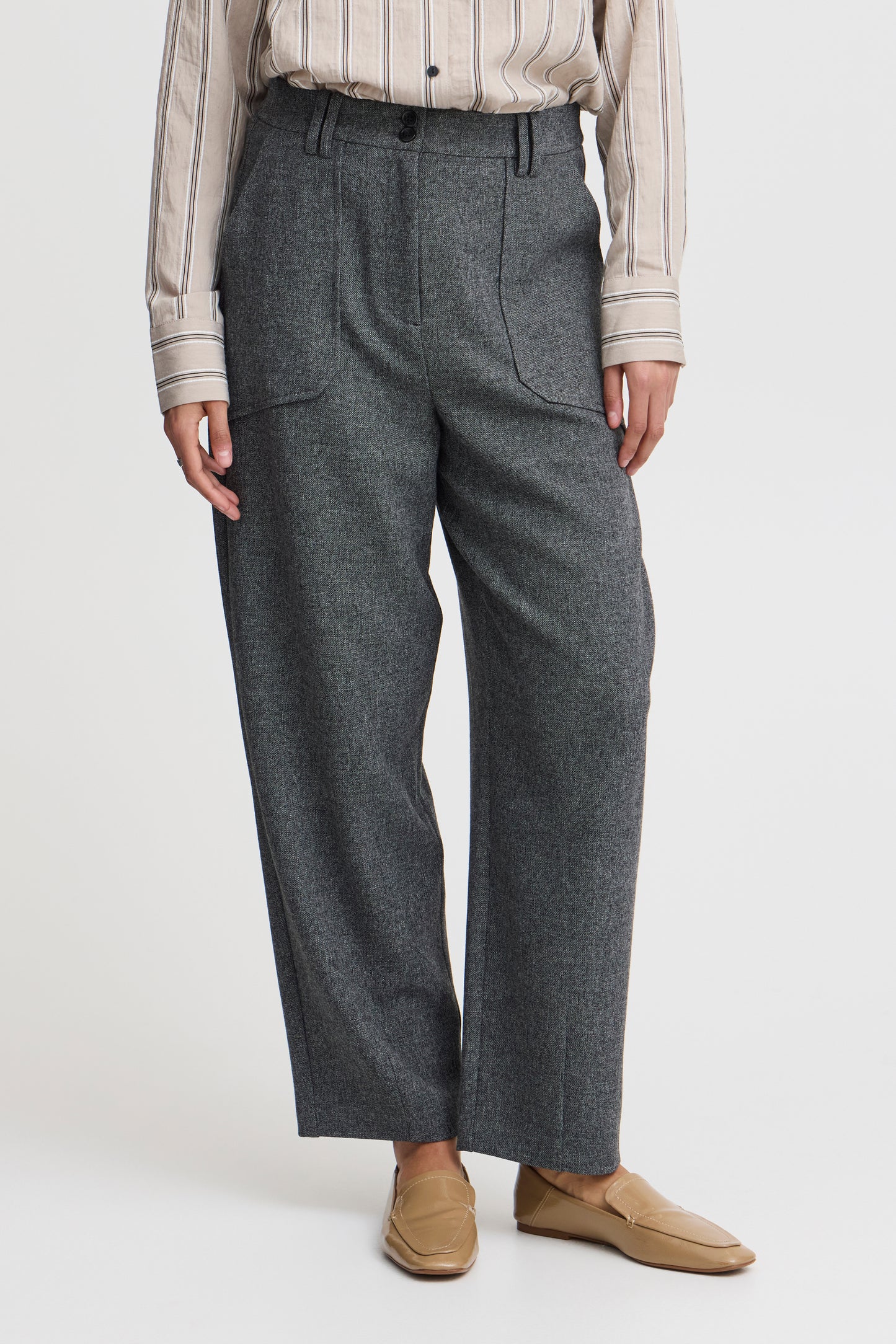 B Young ByEtona Pants | Mid Grey Melange