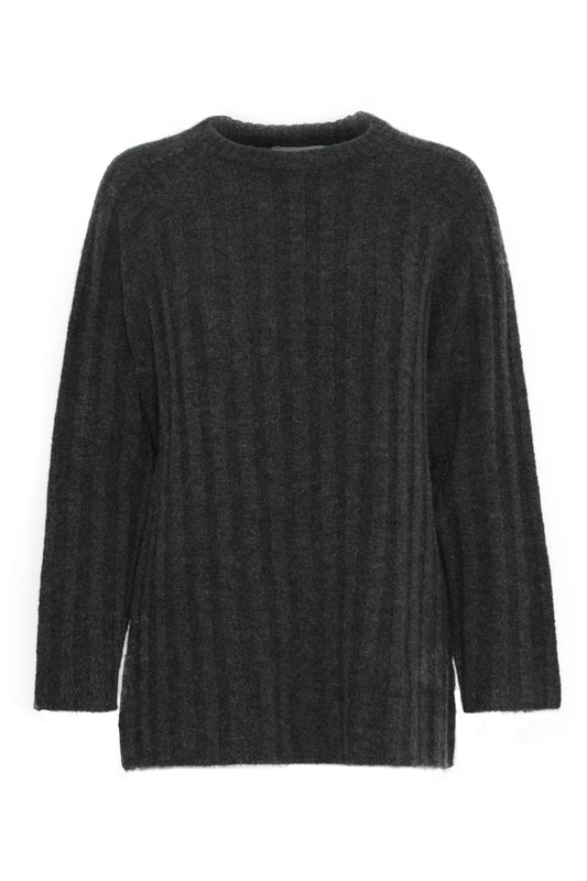 B Young Bymarianne Oneck Jumper | Dark Grey Melange 