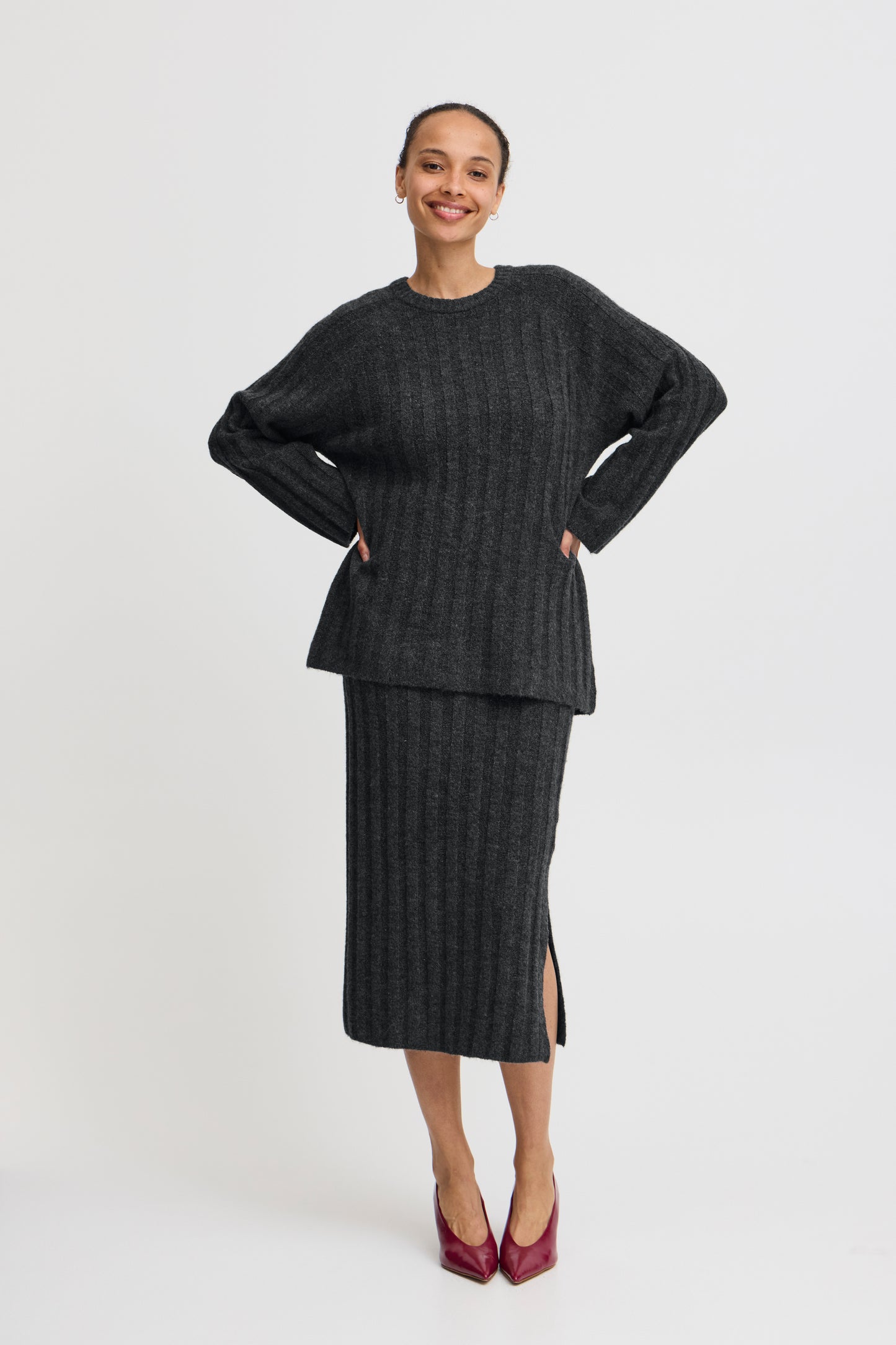 B Young Marianne Jumper | Dark Grey Melange