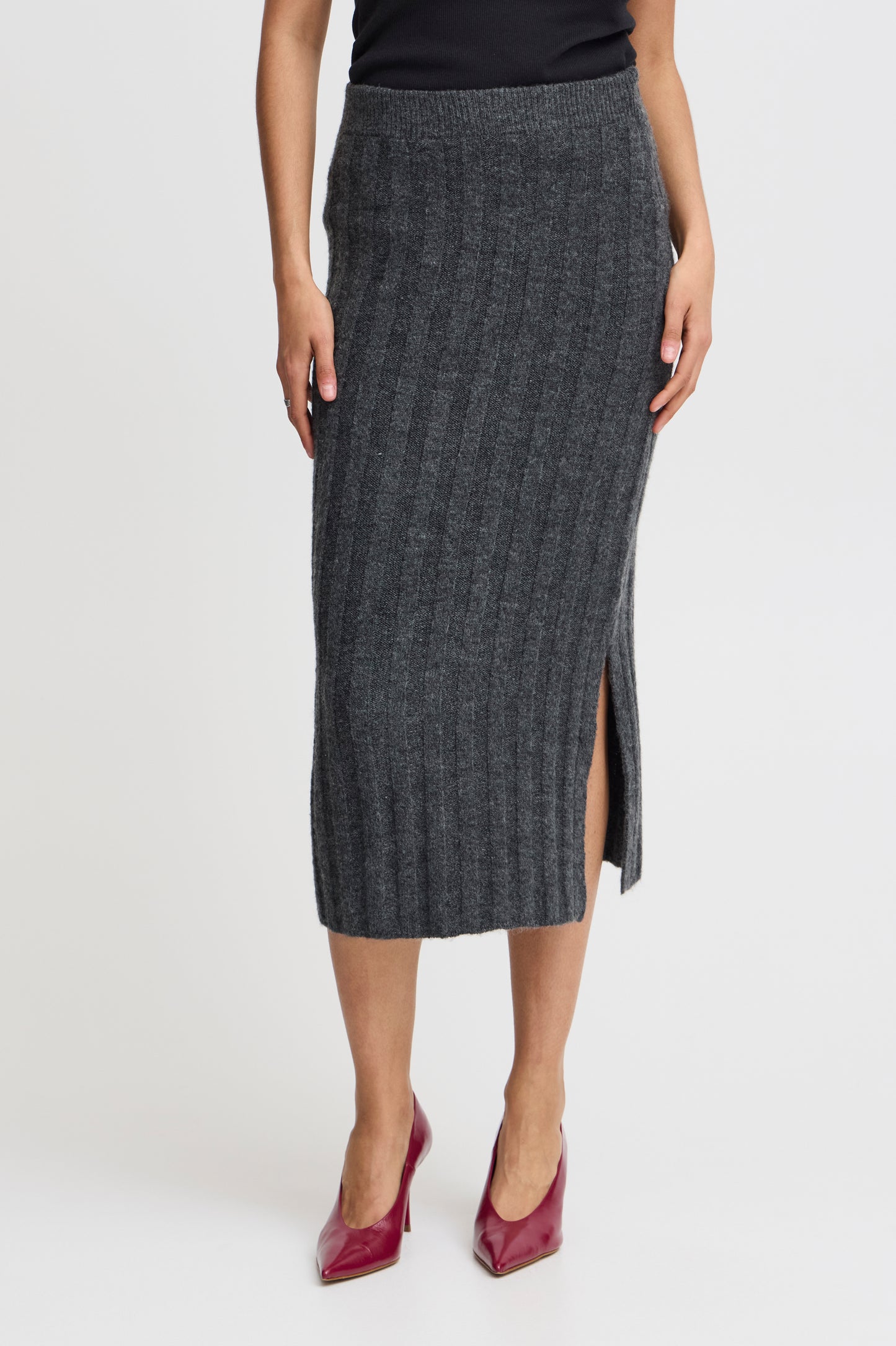 B Young Marianne Slim Skirt | Dark Grey Melange