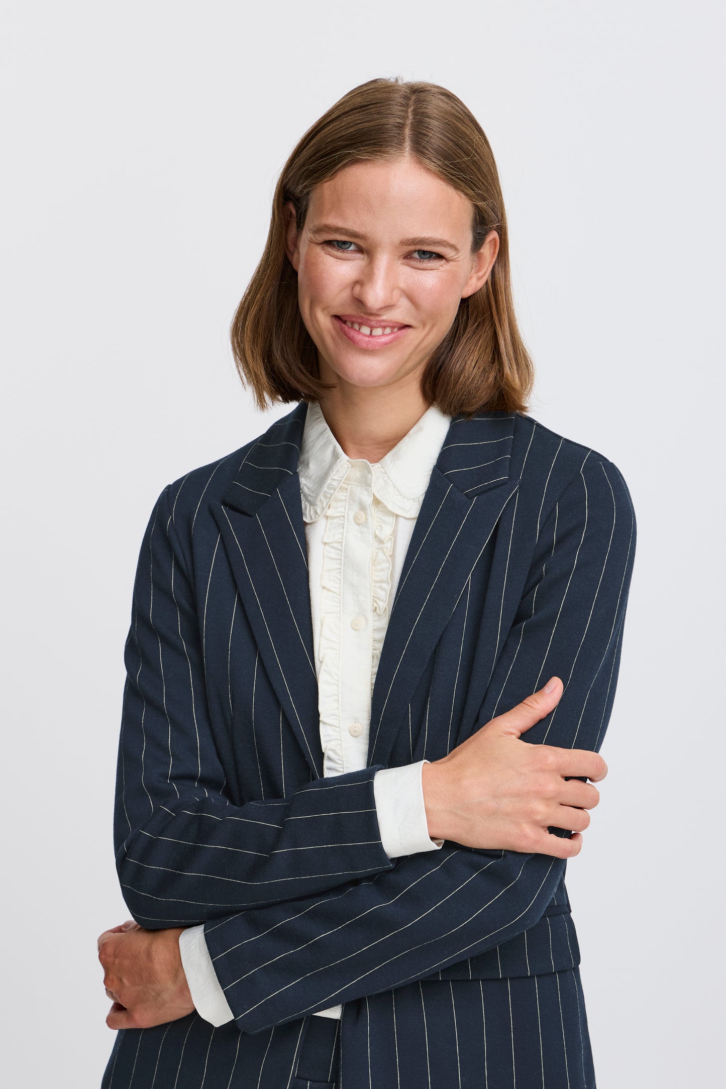 B Young ByRowan Stripe Blazer | Navy Mix