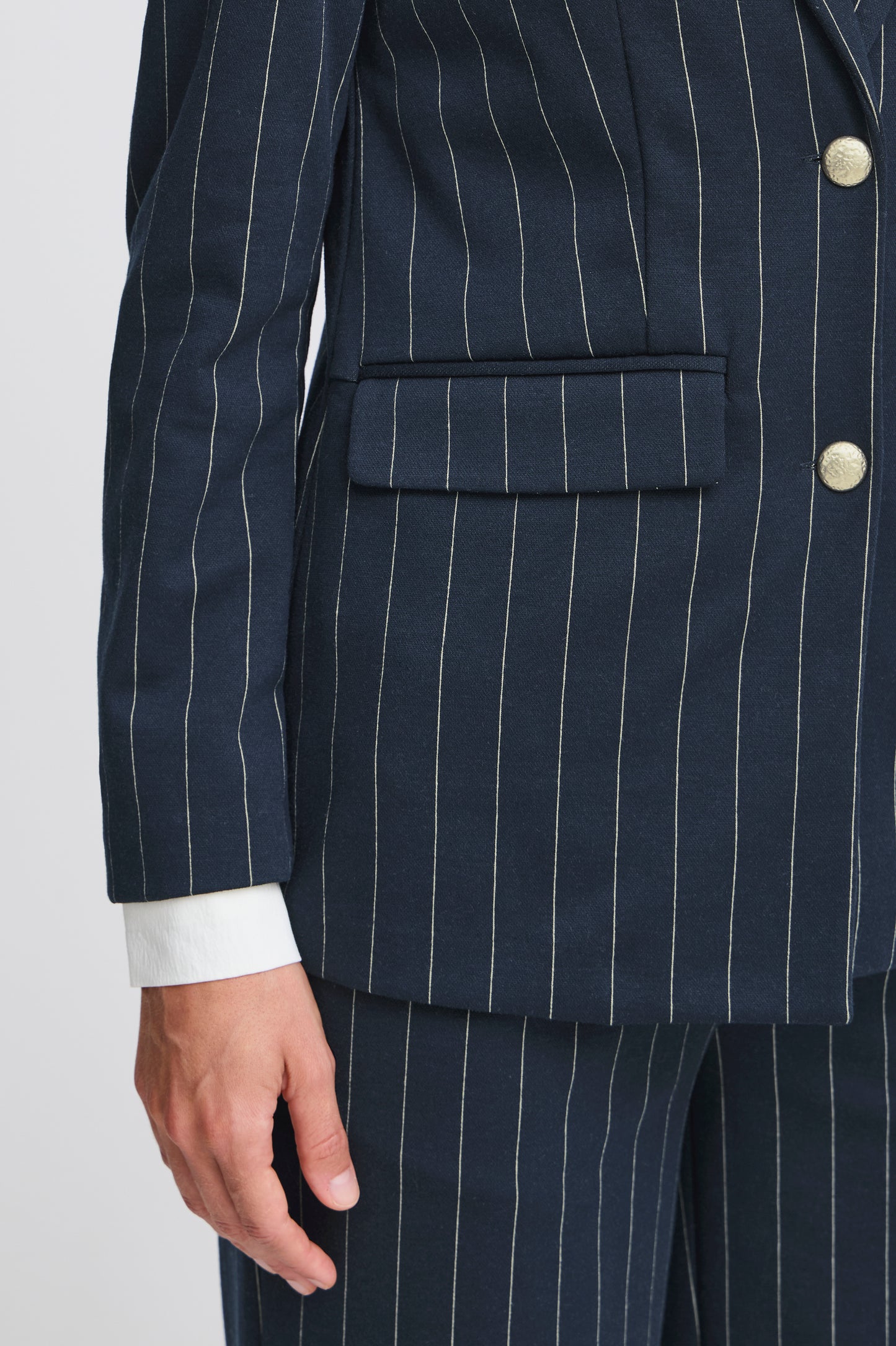 B Young ByRowan Stripe Blazer | Navy Mix