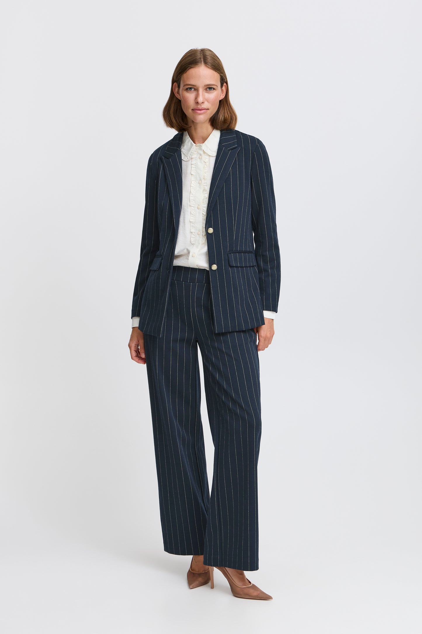 B Young ByRowan Stripe Blazer | Navy Mix