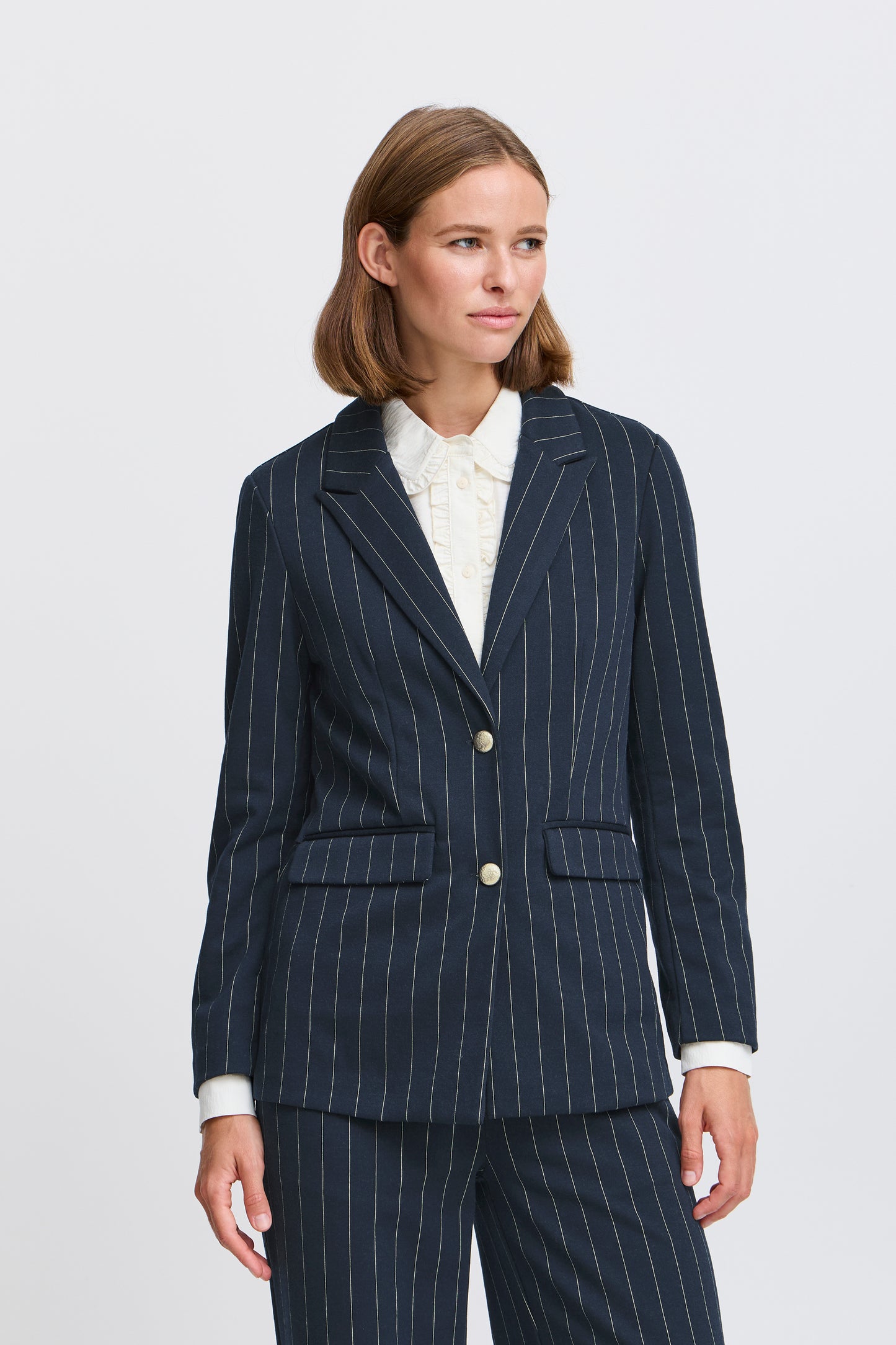 B Young ByRowan Stripe Blazer | Navy Mix