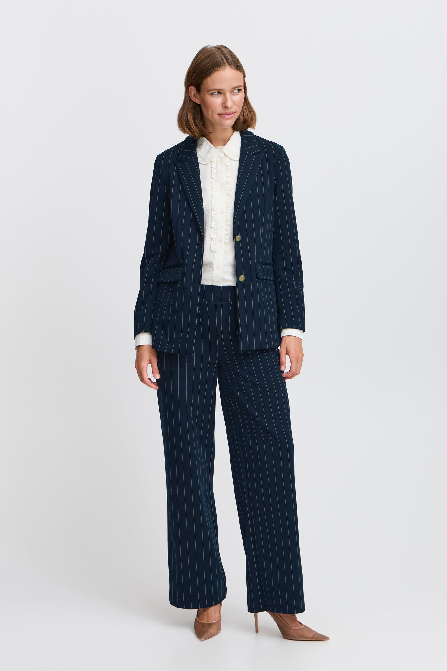 B Young ByRowan Stripe Pant | Navy Mix