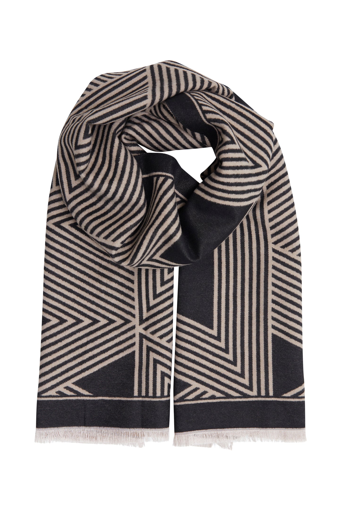 B Young Bavibi Geometric Scarf | Black Mix