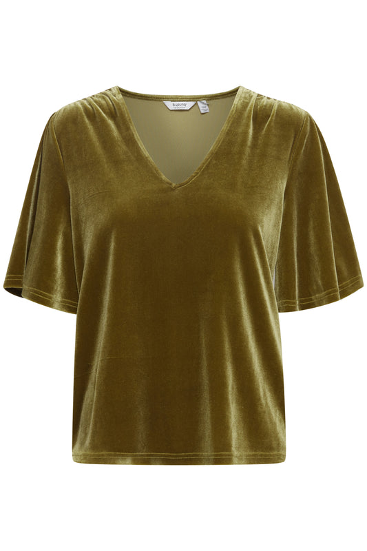 B Young ByPerlina V-Neck Top | Fir Green