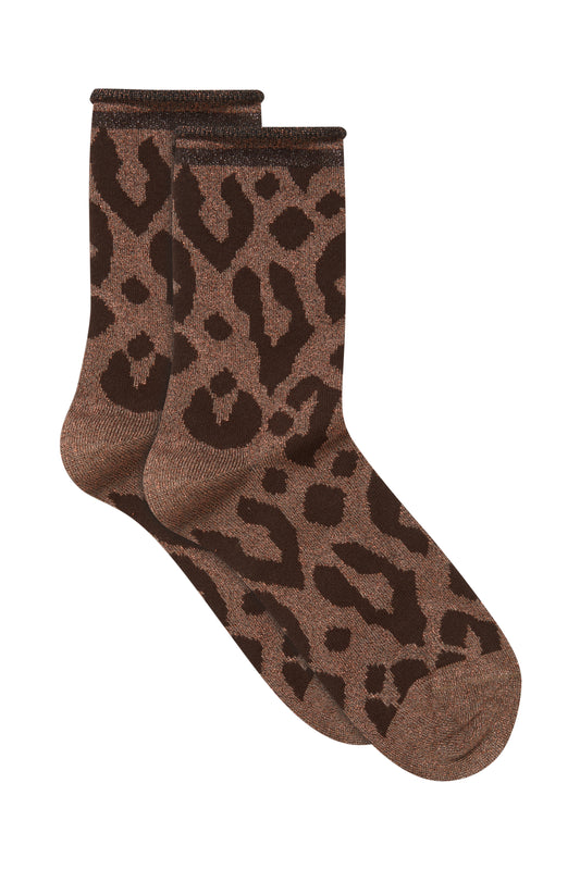 B Young Bawli Glitter Socks | Copper Leopard