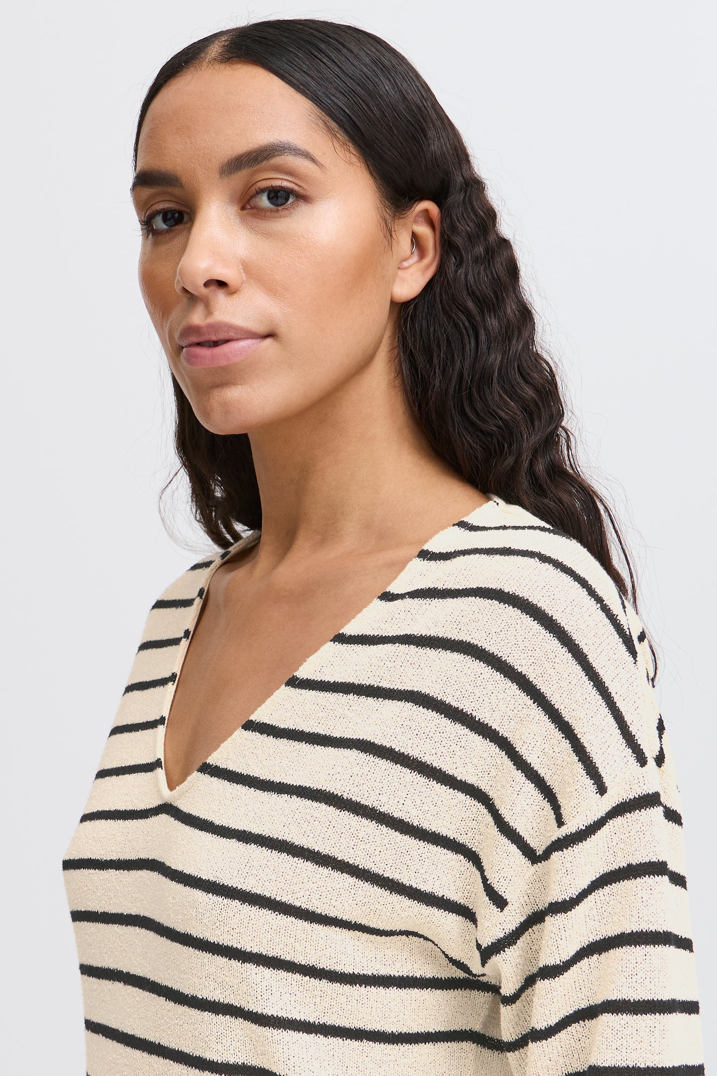 B Young Bysif Stripe Pullover | Birch Mix