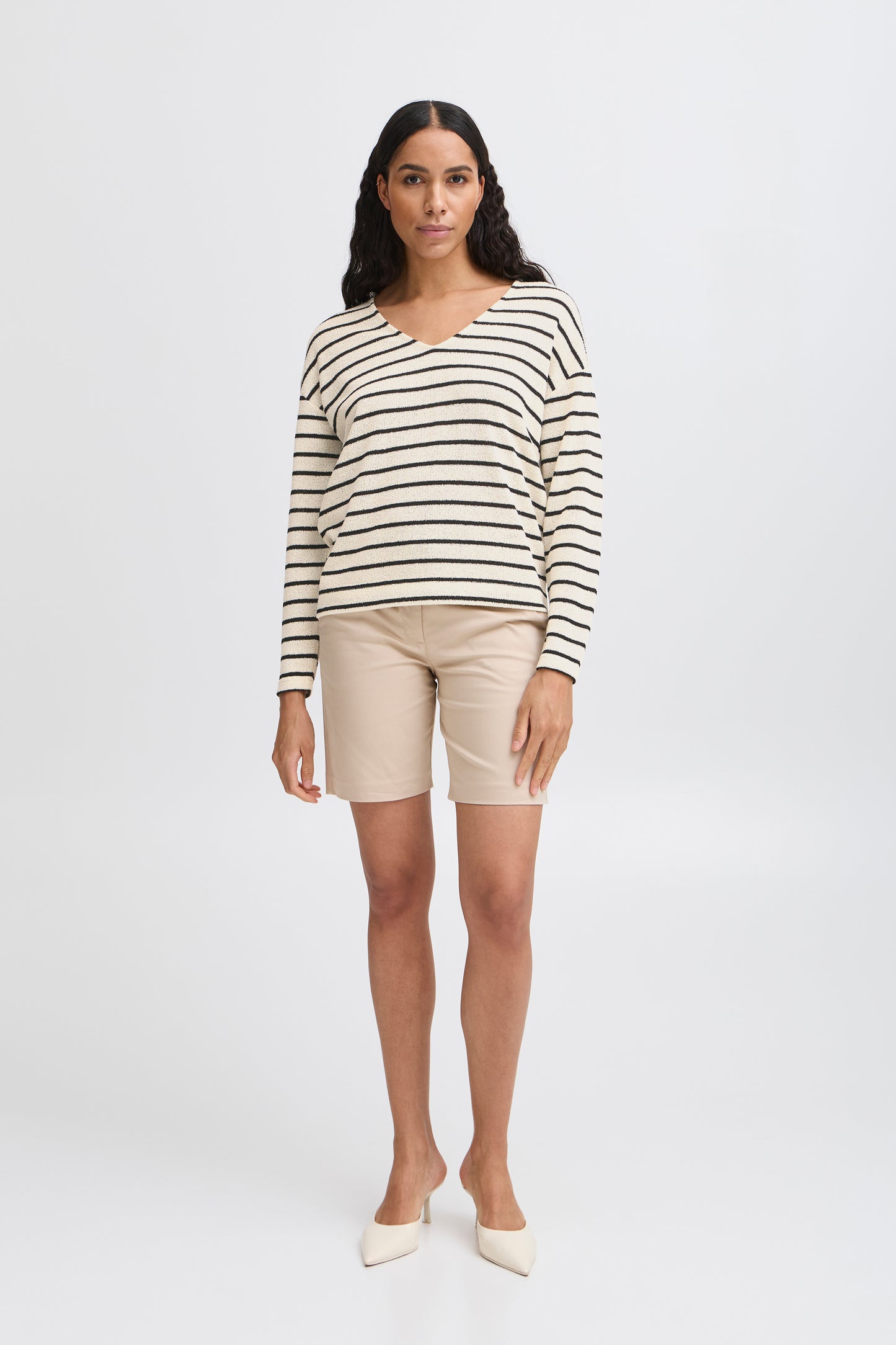 B Young Bysif Stripe Pullover | Birch Mix