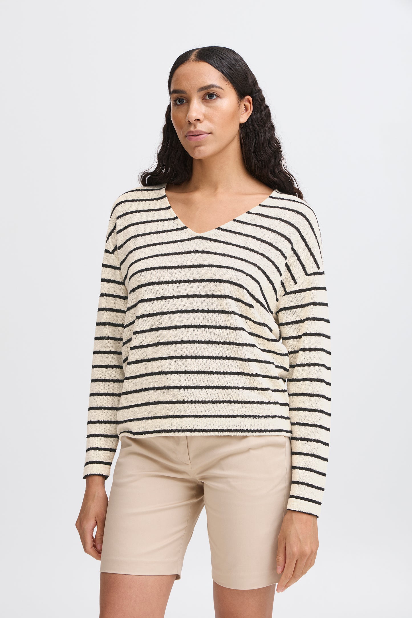 B Young Bysif Stripe Pullover | Birch Mix