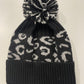 Black and Grey Cashmere Mix Animal Bobble Hat