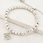 Envy Silver Bead Stretch Bracelet with Diamante Open Clover