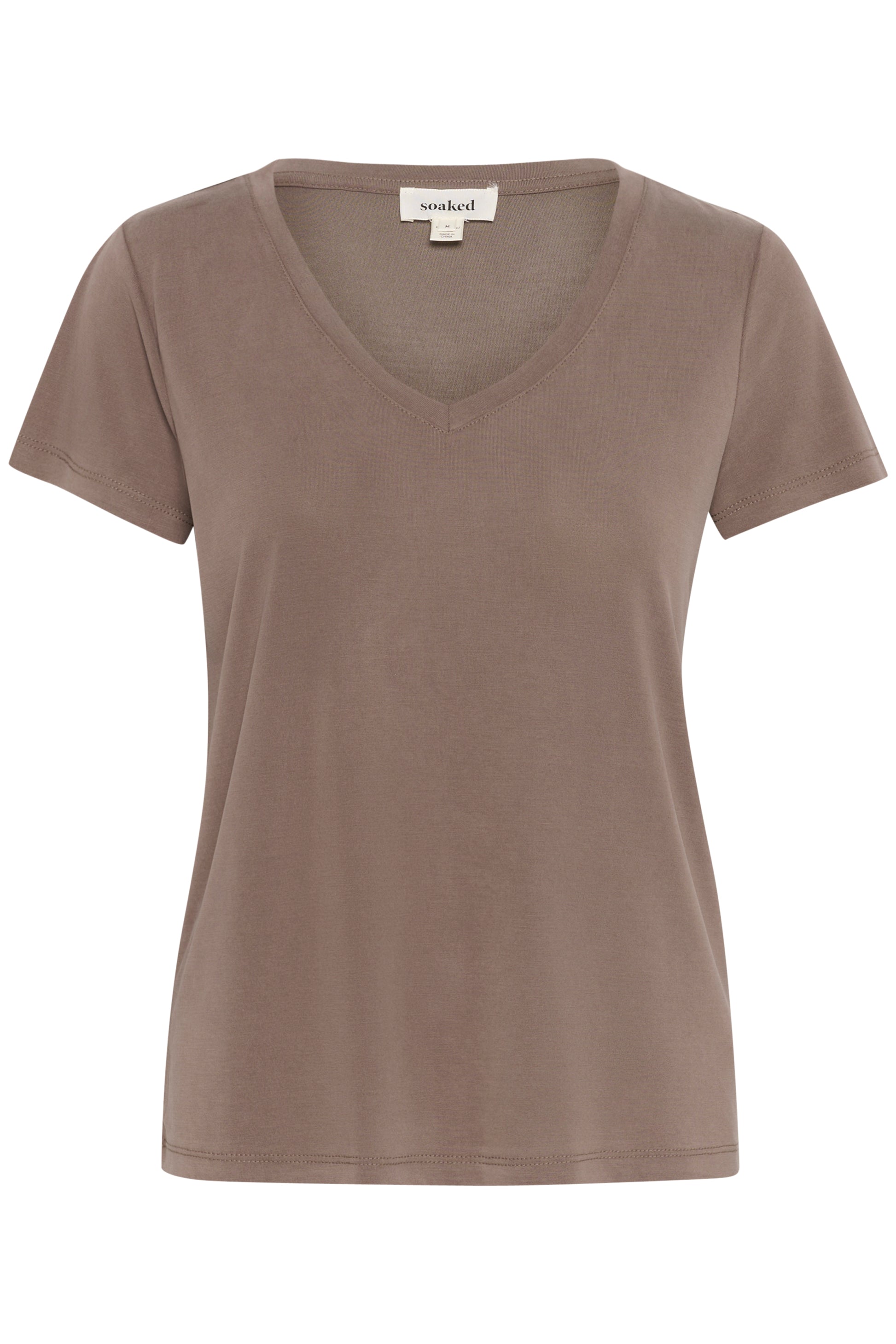 Soaked in Luxury Columbine V-Neck T-Shirt in Morel