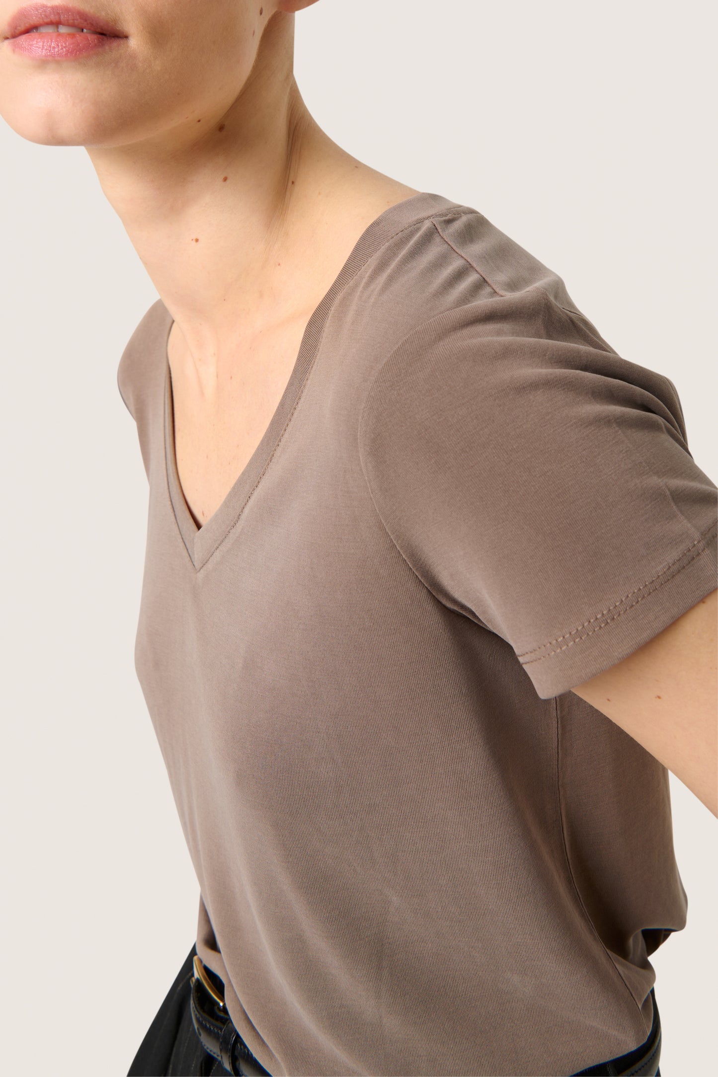 Soaked in Luxury Columbine V-Neck T-Shirt | Morel