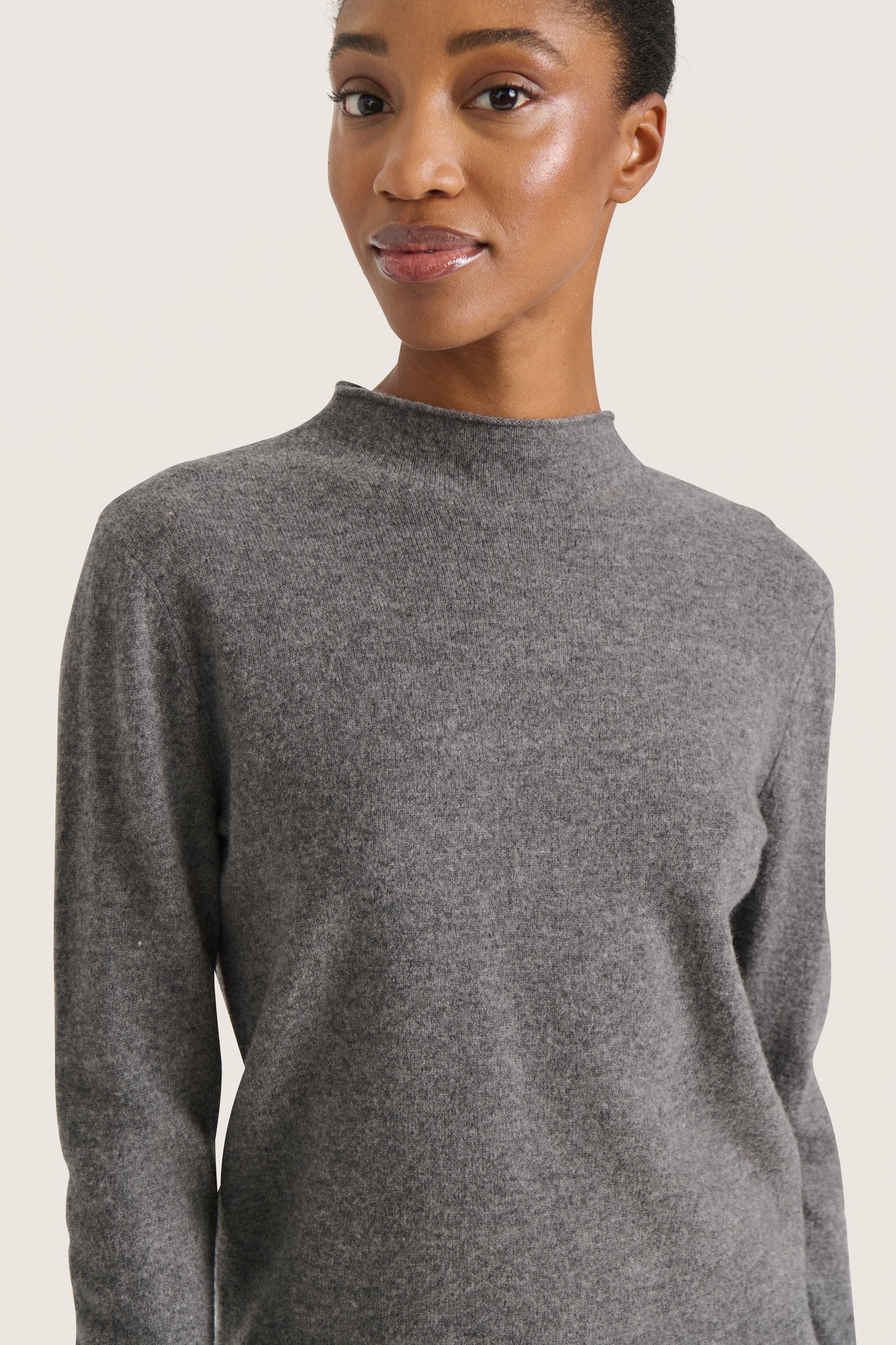 Soaked in Luxury Molina Mockneck Pullover | Grey Melange