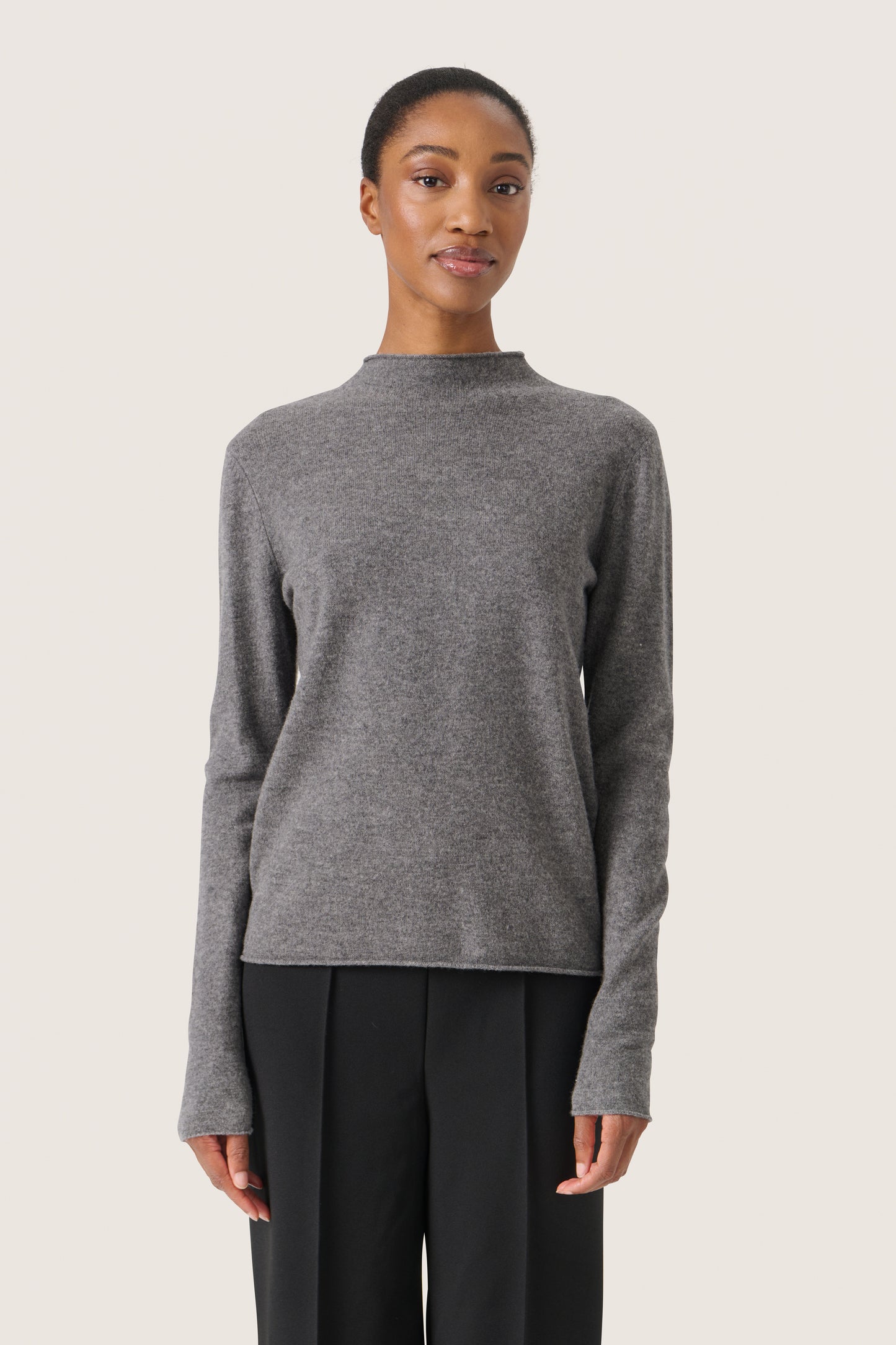 Soaked in Luxury Molina Mockneck Pullover | Grey Melange