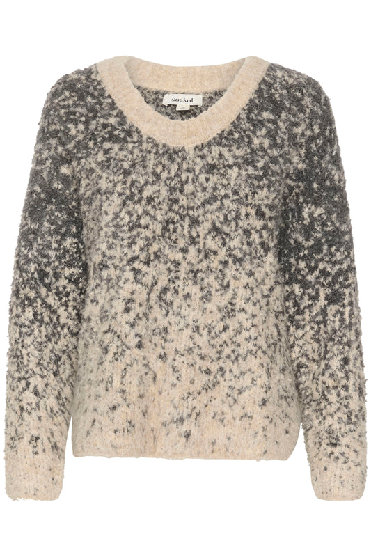 Soaked in Luxury Venessa Pullover in Oatmeal & Grey Jacquard