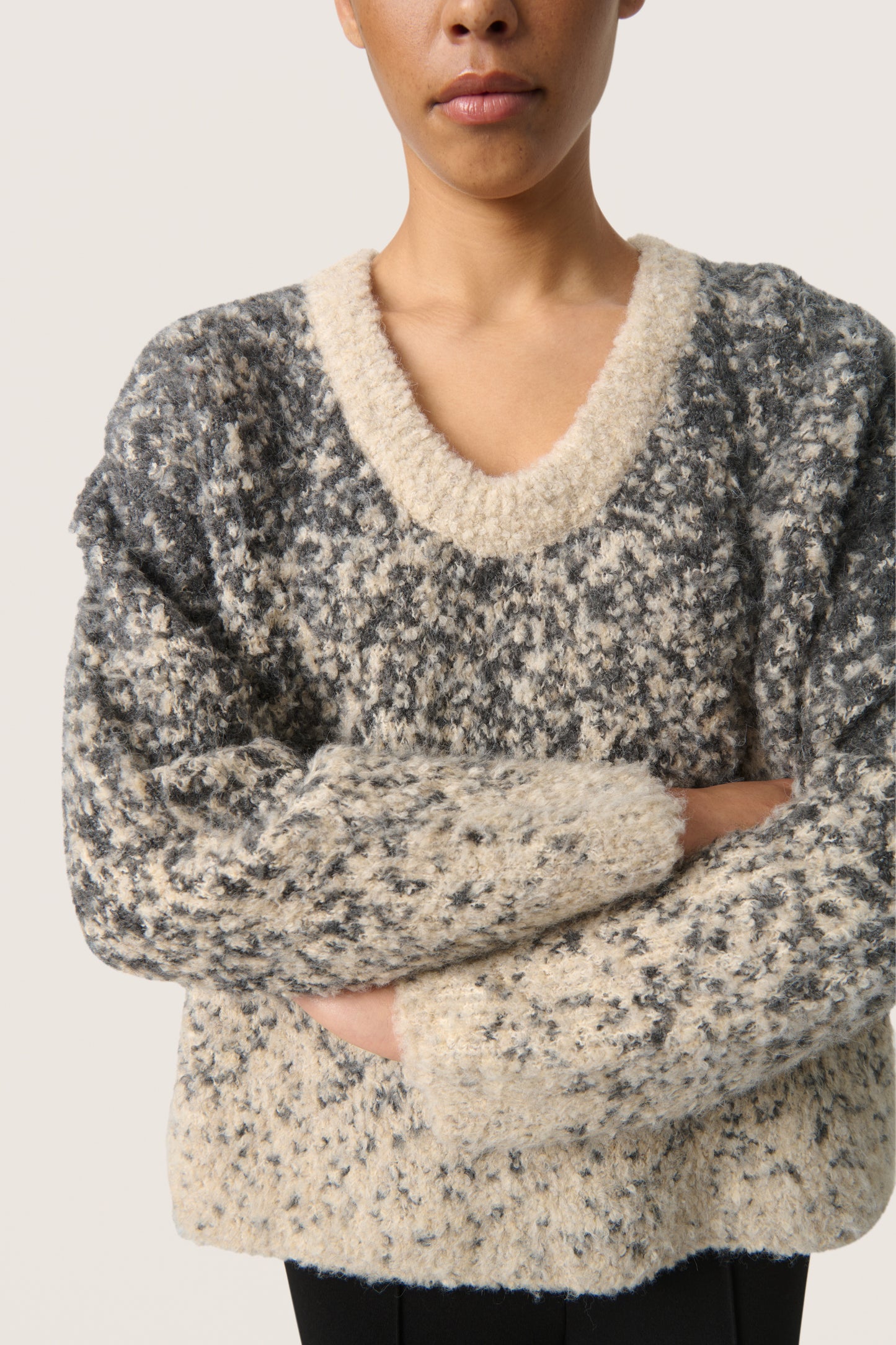 Soaked in Luxury Venessa Pullover | Oatmeal & Grey Jacquard