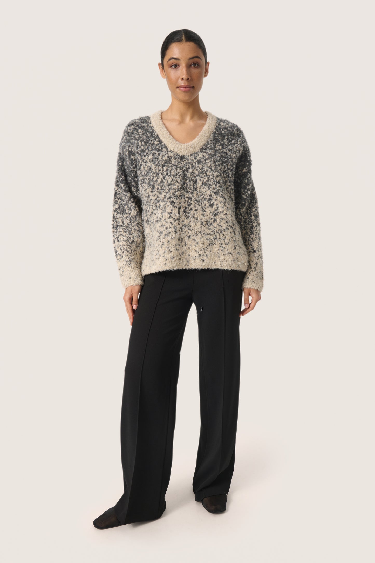 Soaked in Luxury Venessa Pullover | Oatmeal & Grey Jacquard