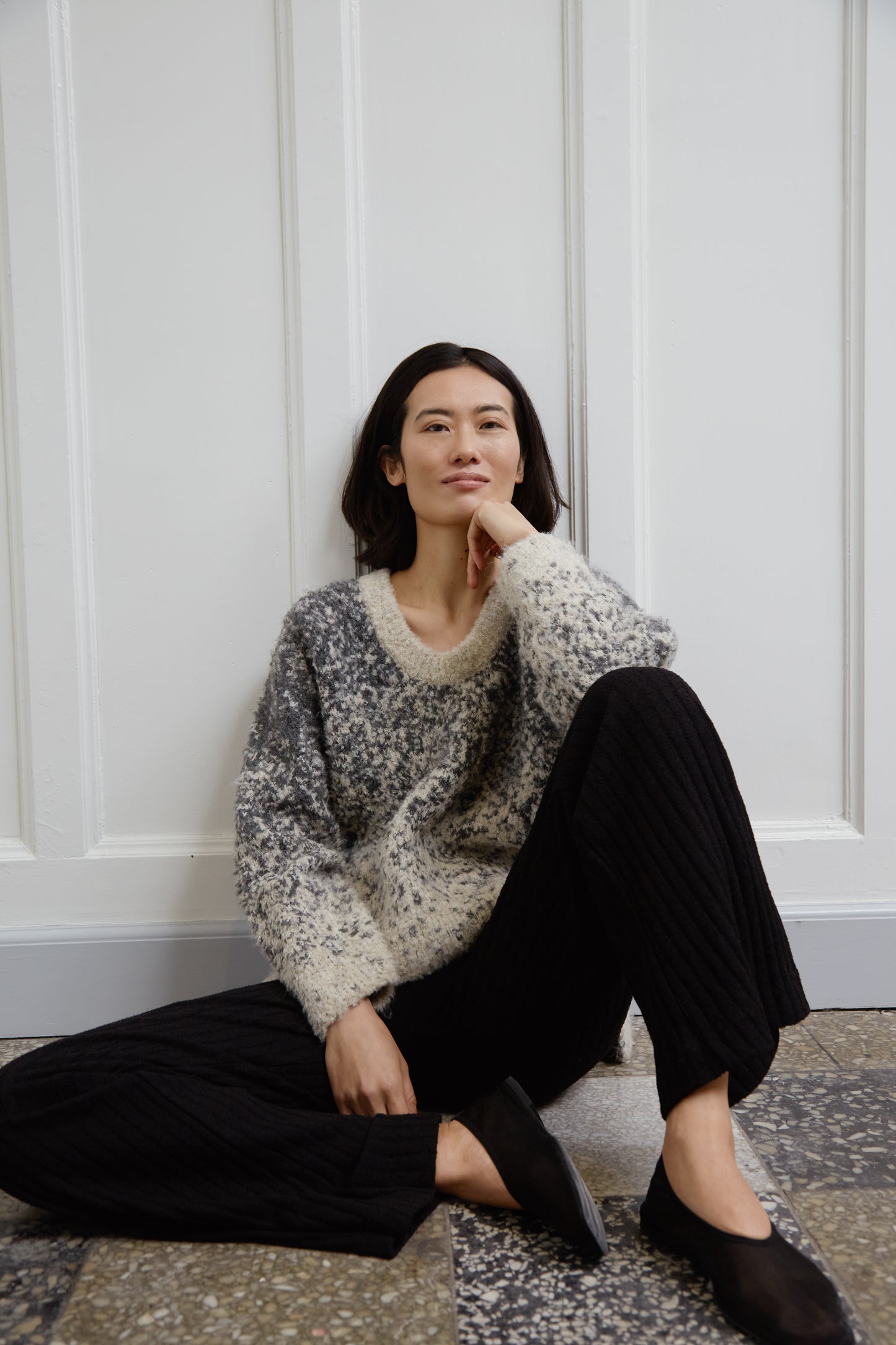 Soaked in Luxury Venessa Pullover | Oatmeal & Grey Jacquard