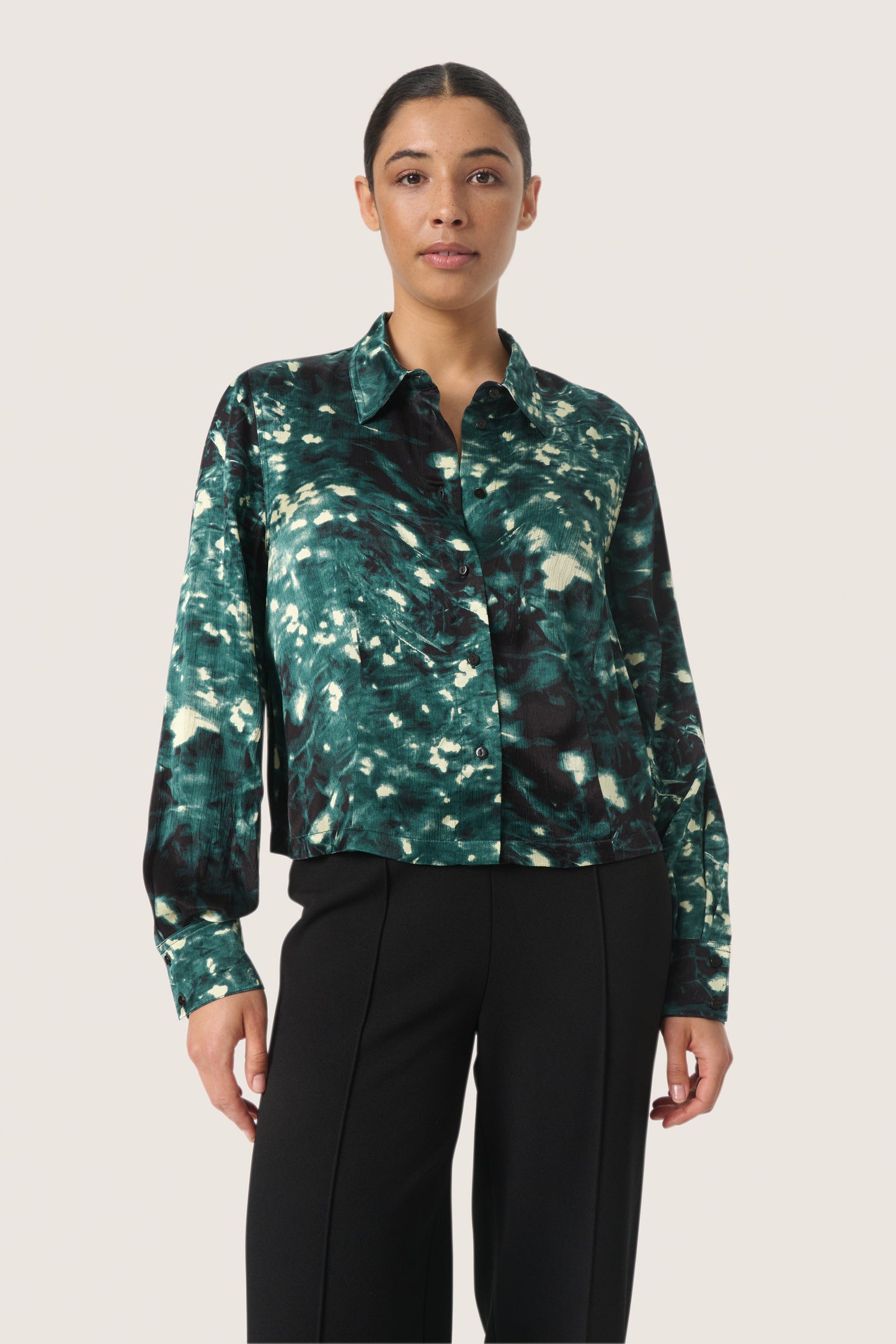 Soaked in Luxury Miria Shirt | Rain Forest Splash Print