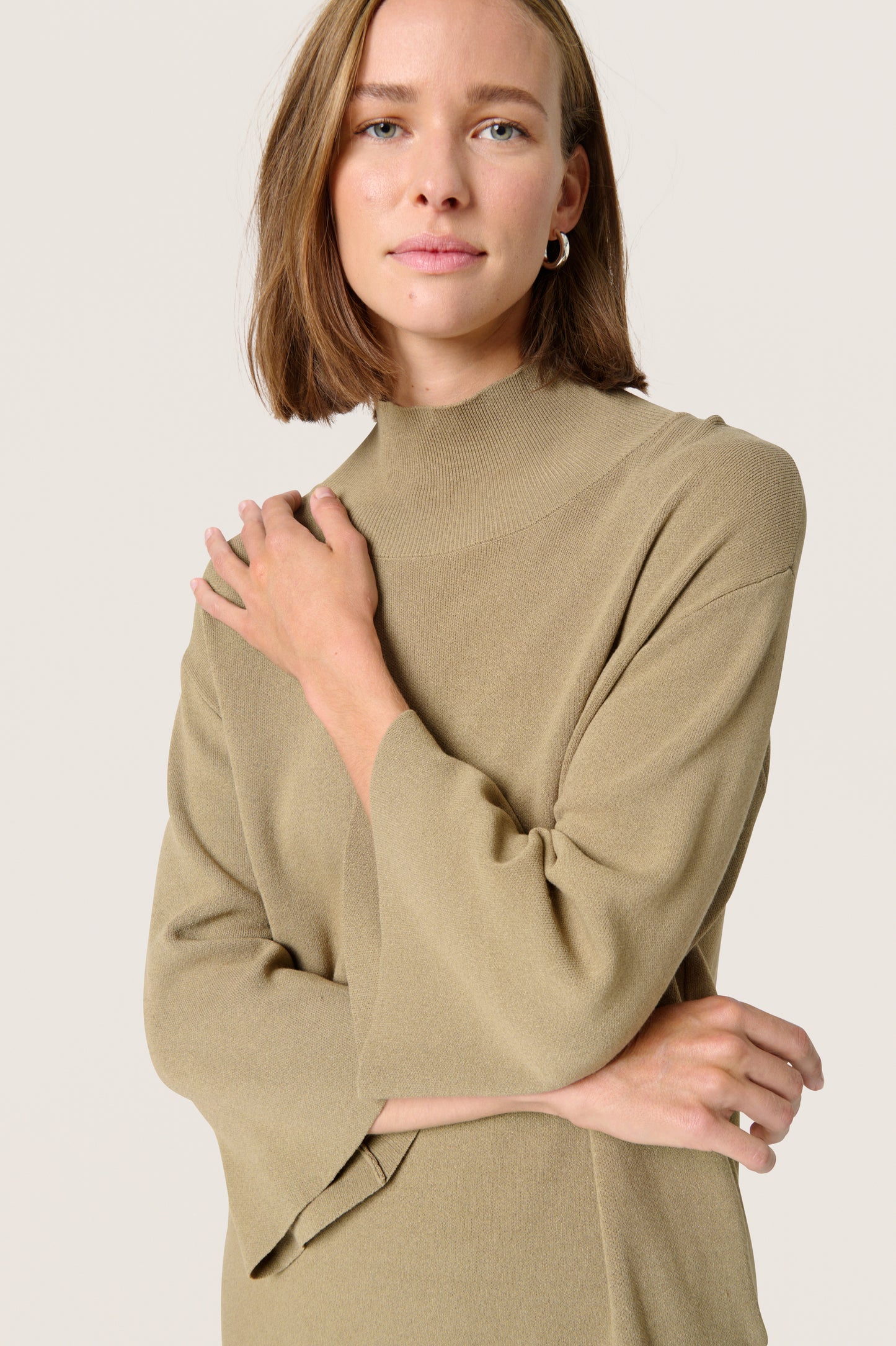 Soaked in Luxury Indianna High Neck Pullover | Covert Green