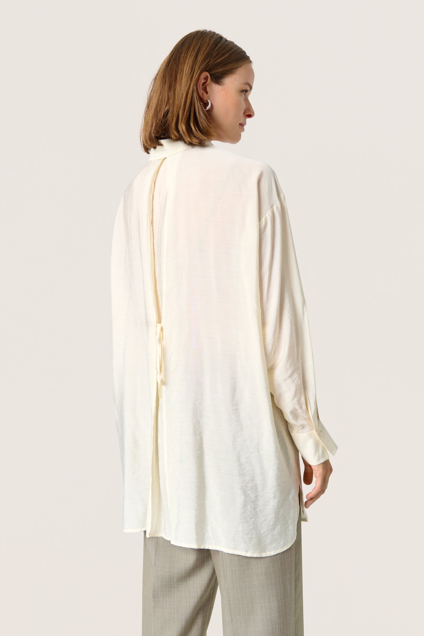 Soaked in Luxury Leodora Long Shirt | Whisper White