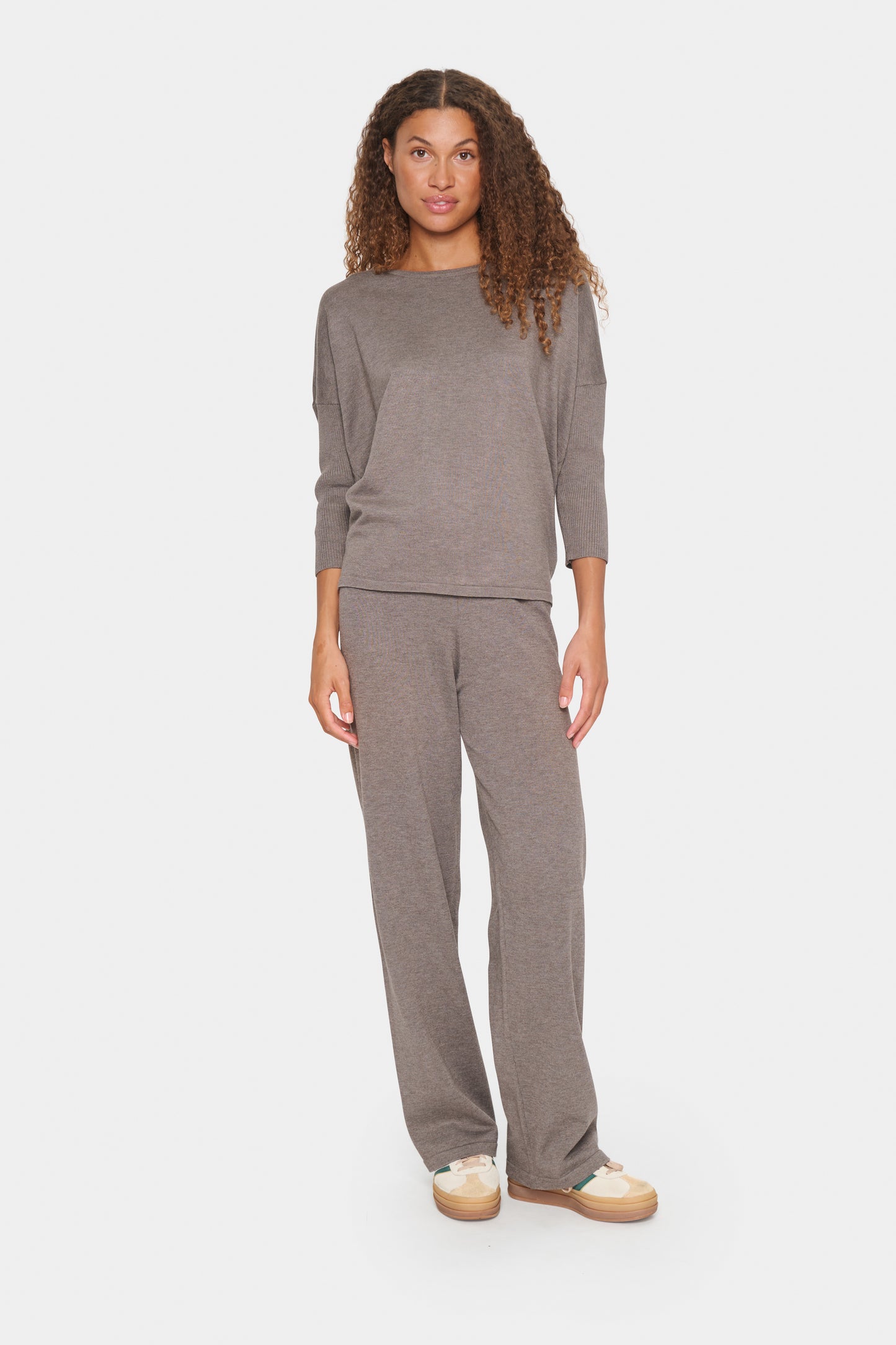 Saint Tropez Mila Round Neck Jumper | Iron Melange