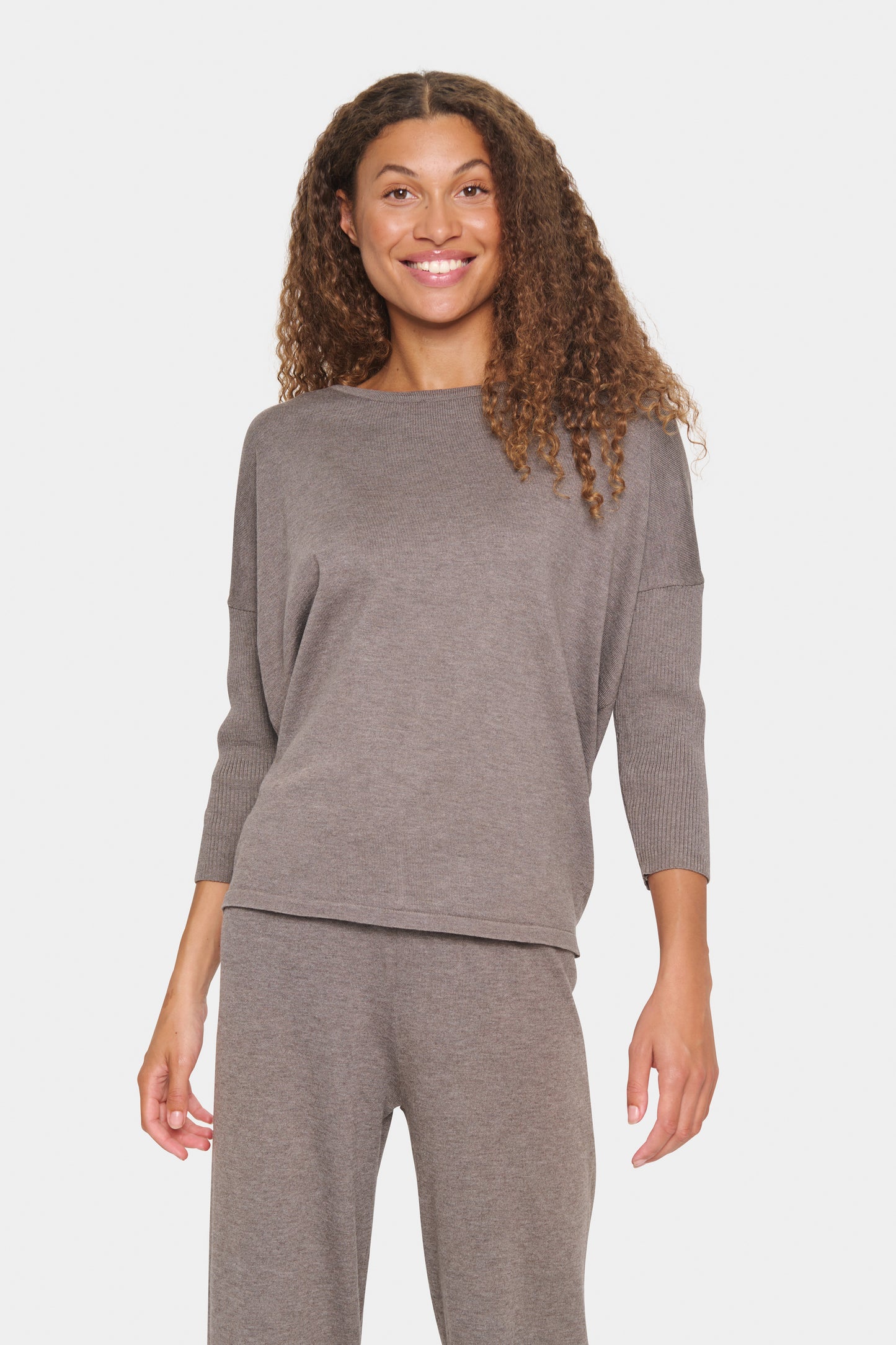 Saint Tropez Mila Round Neck Jumper | Iron Melange