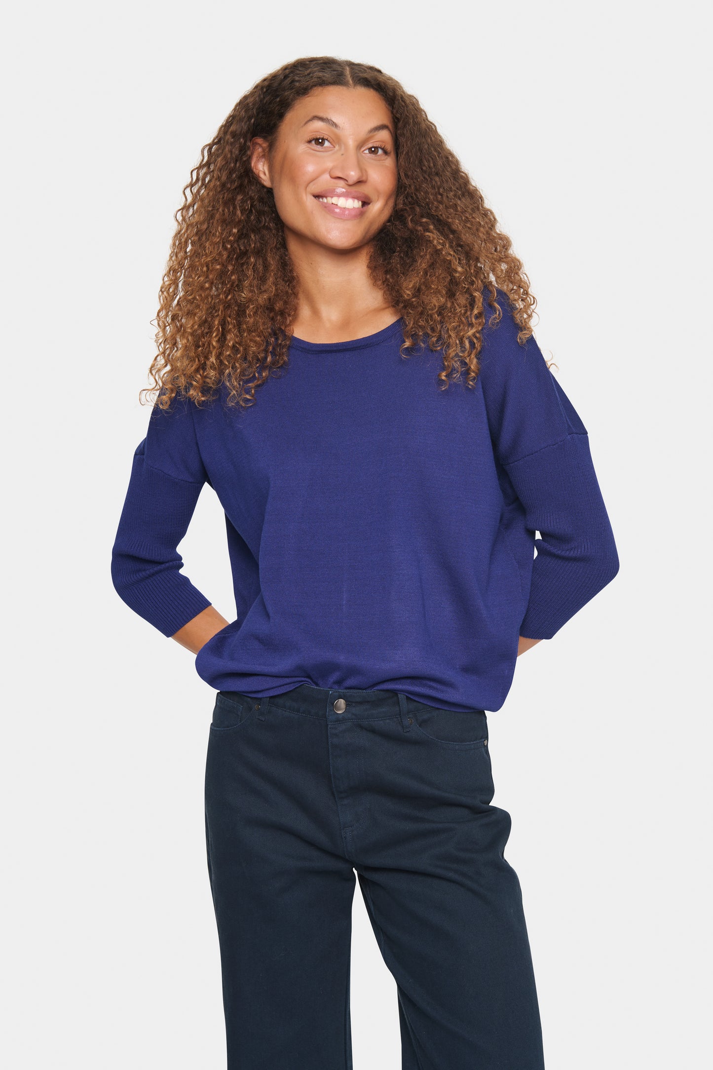 Saint Tropez Mila Round Neck Jumper | Midnight Sail