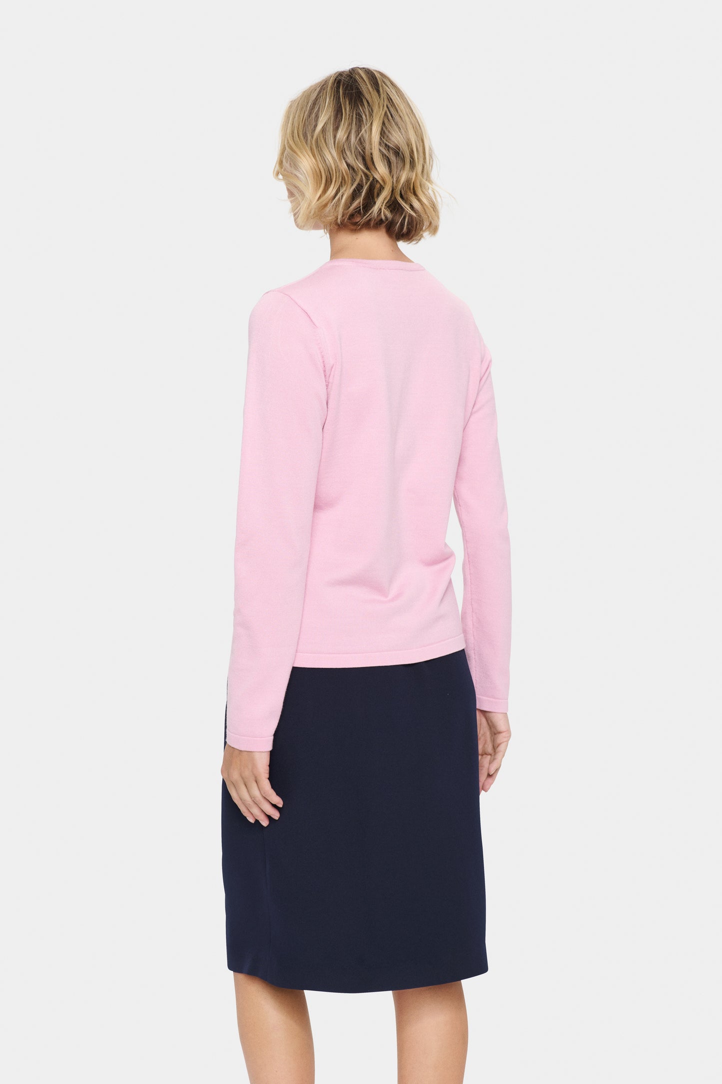 Saint Tropez Mila Round Neck Cardigan | Pink Nectar