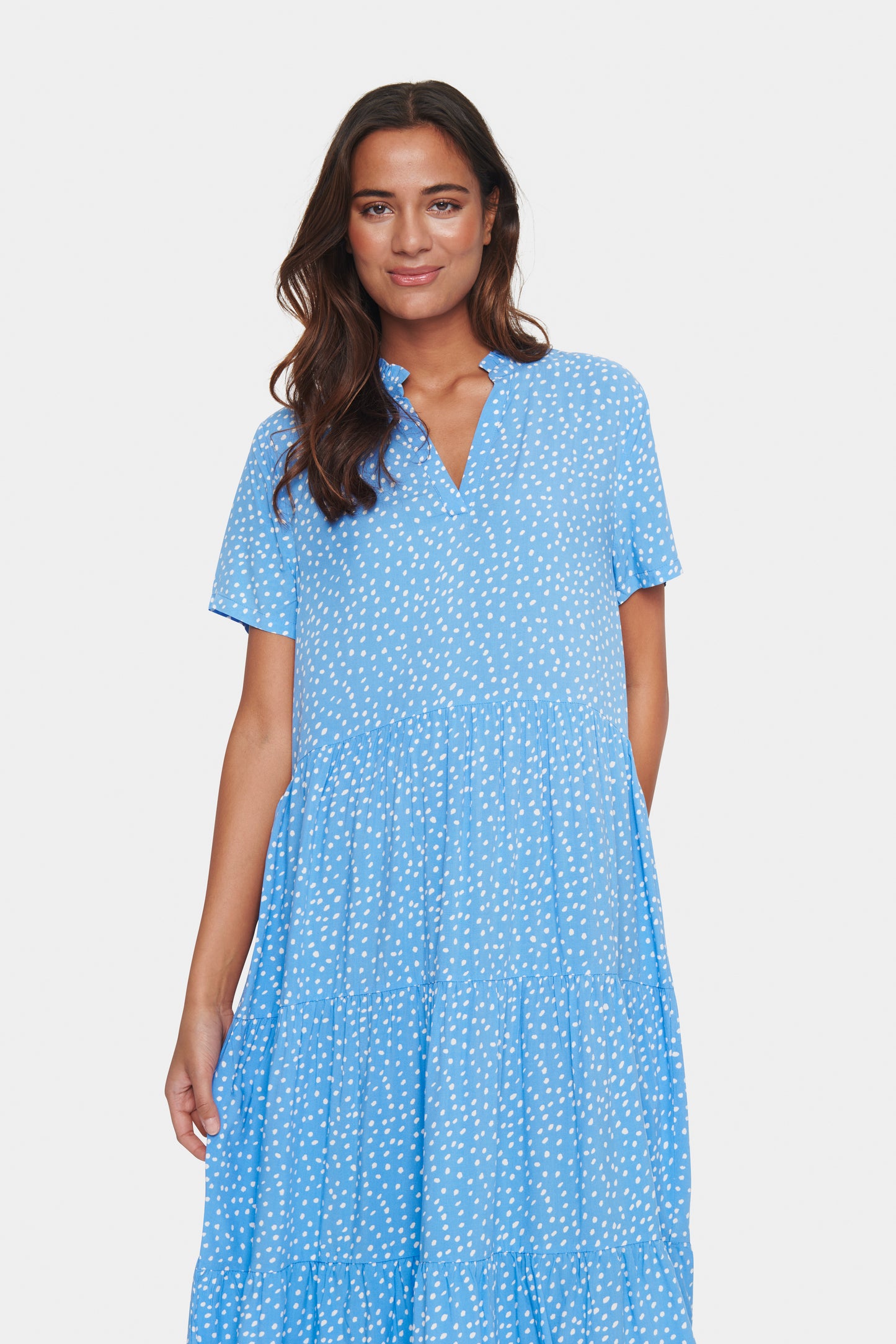 Saint Tropez Eda Short Sleeve Maxi Dress | Ice Dream Dots