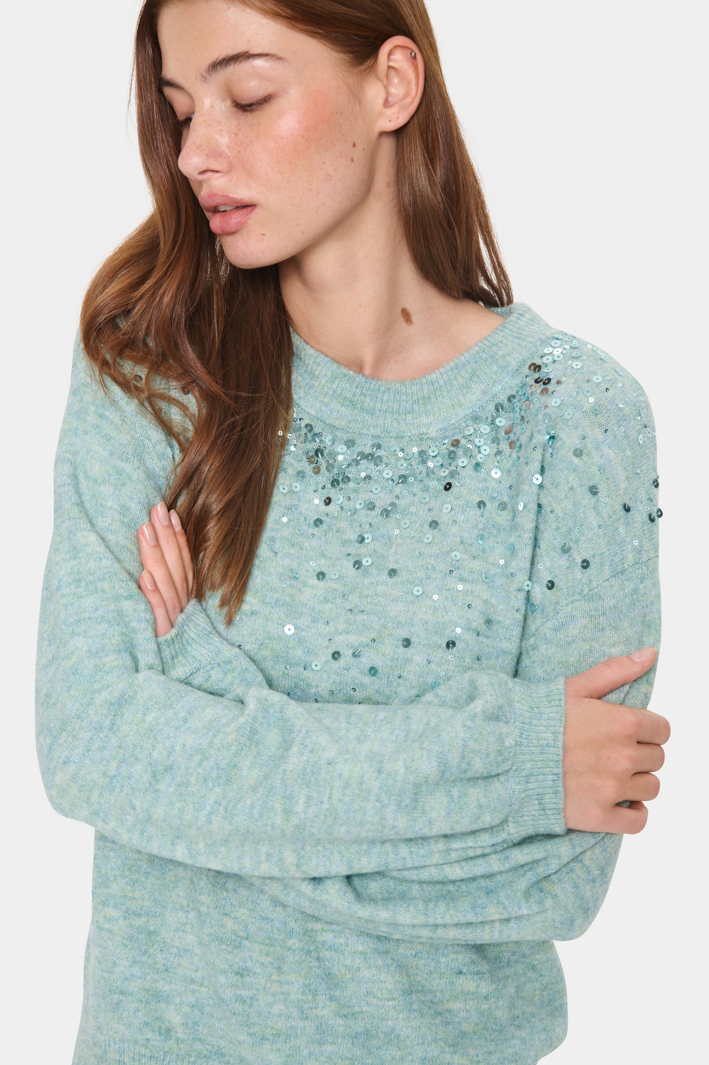 Saint Tropez Barbel Pullover | Blue Surf Melange