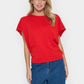 Saint Tropez Mila Round Neck Short Sleeved Pullover | Flame Scarlet