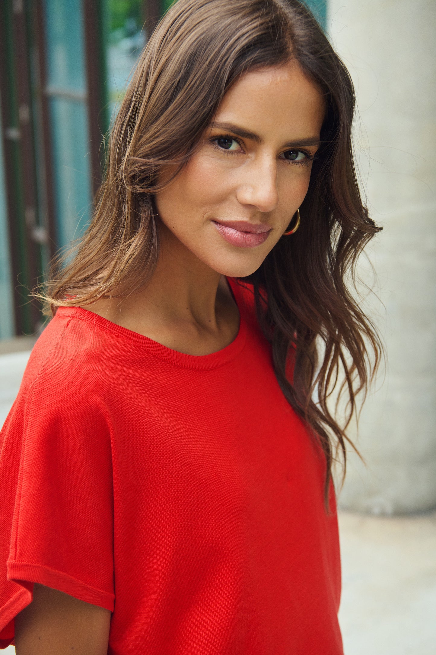 Saint Tropez Mila Round Neck Short Sleeved Pullover | Flame Scarlet