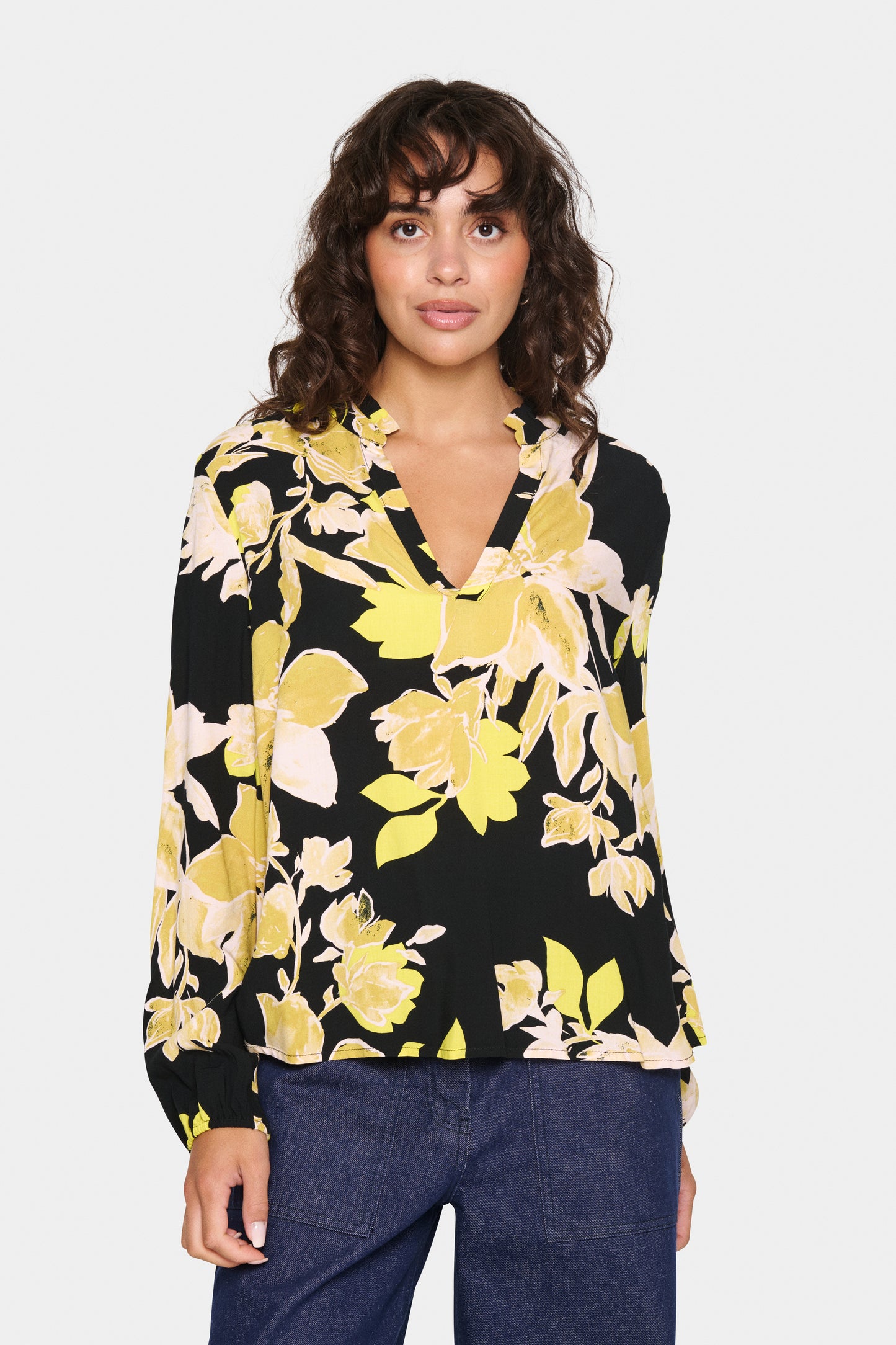 Saint Tropez Eda Blouse | Black Burnished Florals