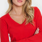 Saint Tropez Mila Long Sleeve V-Neck Pullover | Flame Scarlet